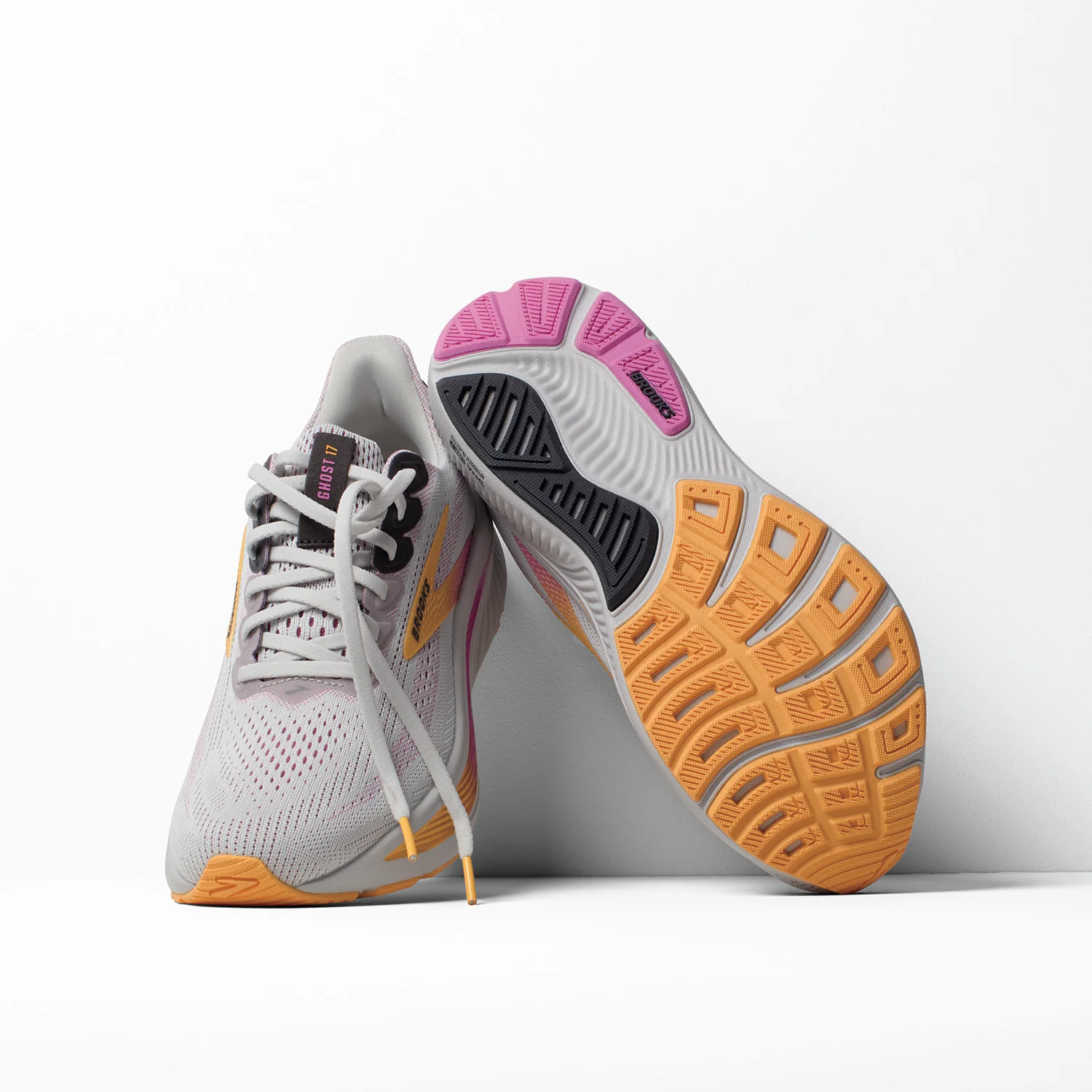 Brooks Ghost 17 (Neutral Support) Women's Athletic Shoes Oyster/Apricot/Pink - Image 7