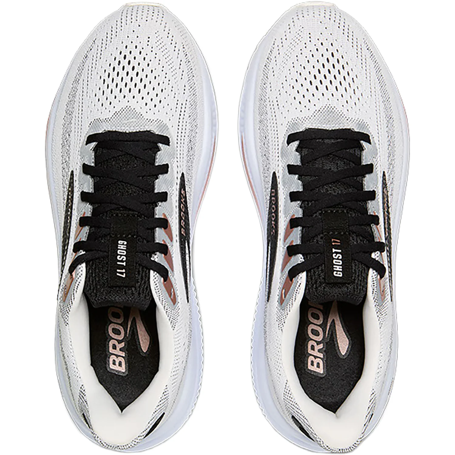 Brooks Ghost 17 (Neutral Support) Women's Running Shoes White/Black/Rose Gold - Image 2