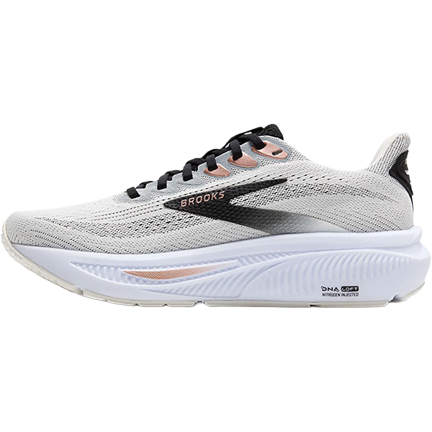 Brooks Ghost 17 (Neutral Support) Women's Running Shoes White/Black/Rose Gold - Image 3