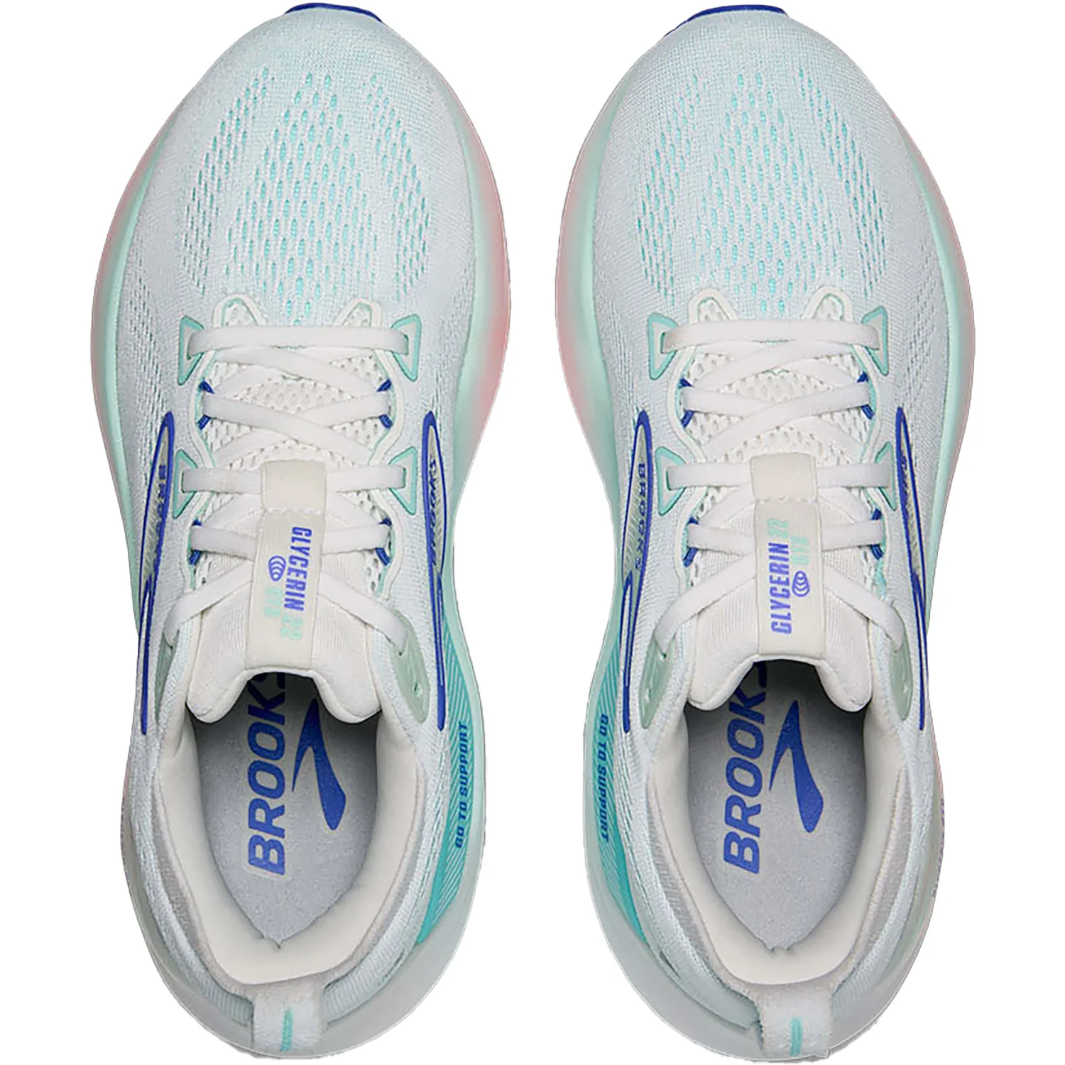 Brooks Glycerin GTS 22 (Neutral Support) (Stability Support) Women's Athletic Shoes White/Limpet Shell/Amparo Blue Mesh - Image 2