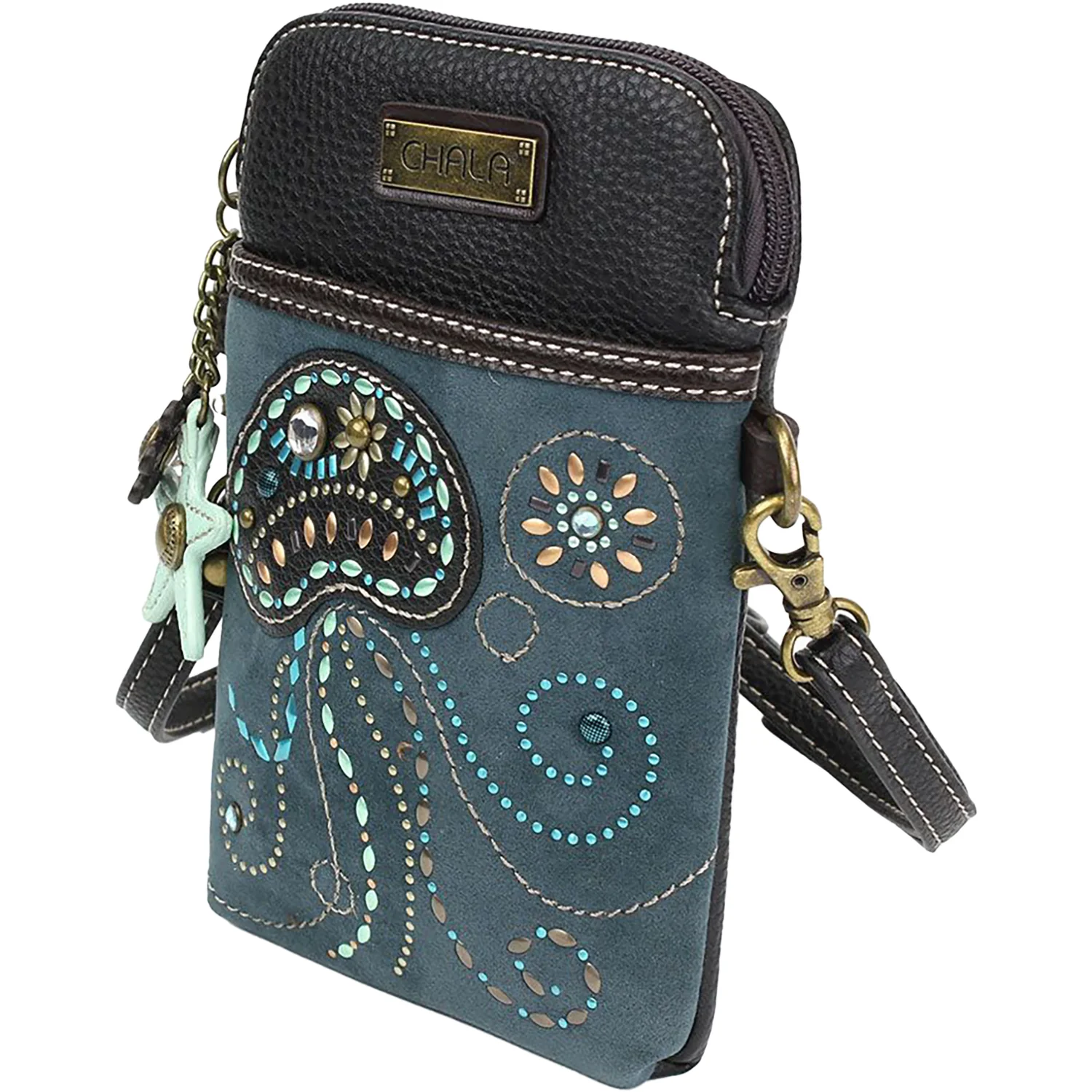 Chala Jellyfish Dazzled Cellphone Crossbody Handbag Navy Synthetic - Image 3