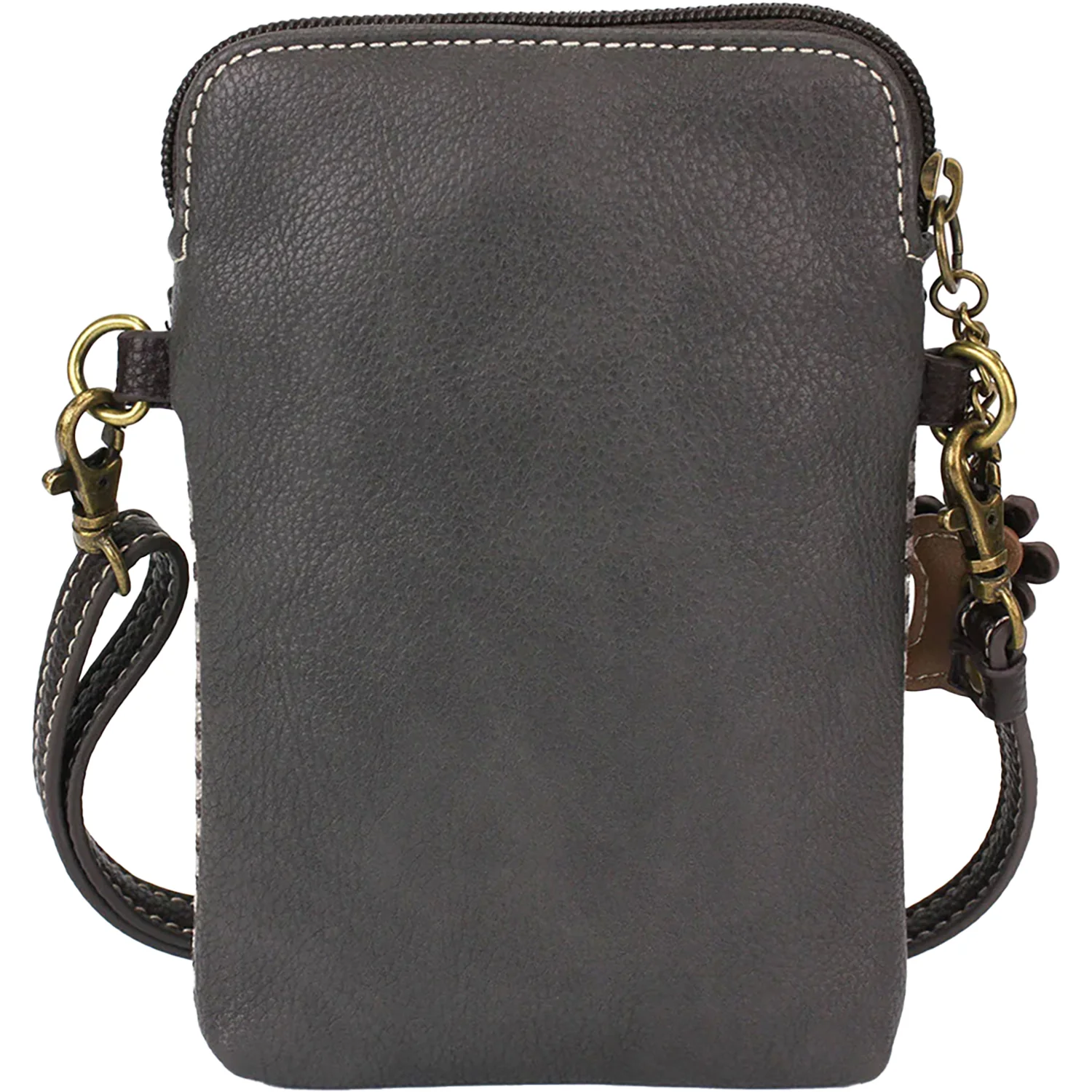 Chala White Shih Tzu Cellphone Crossbody Handbag Gray Stripe Synthetic - Image 4