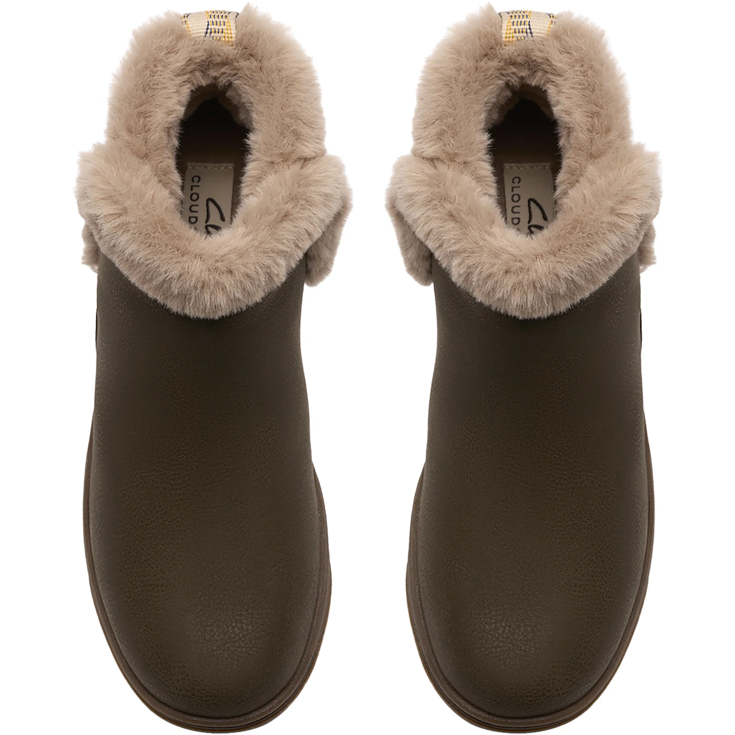 Clarks Cloudsteppers Breeze Fur Women's Boots Dark Olive Combi - Image 2