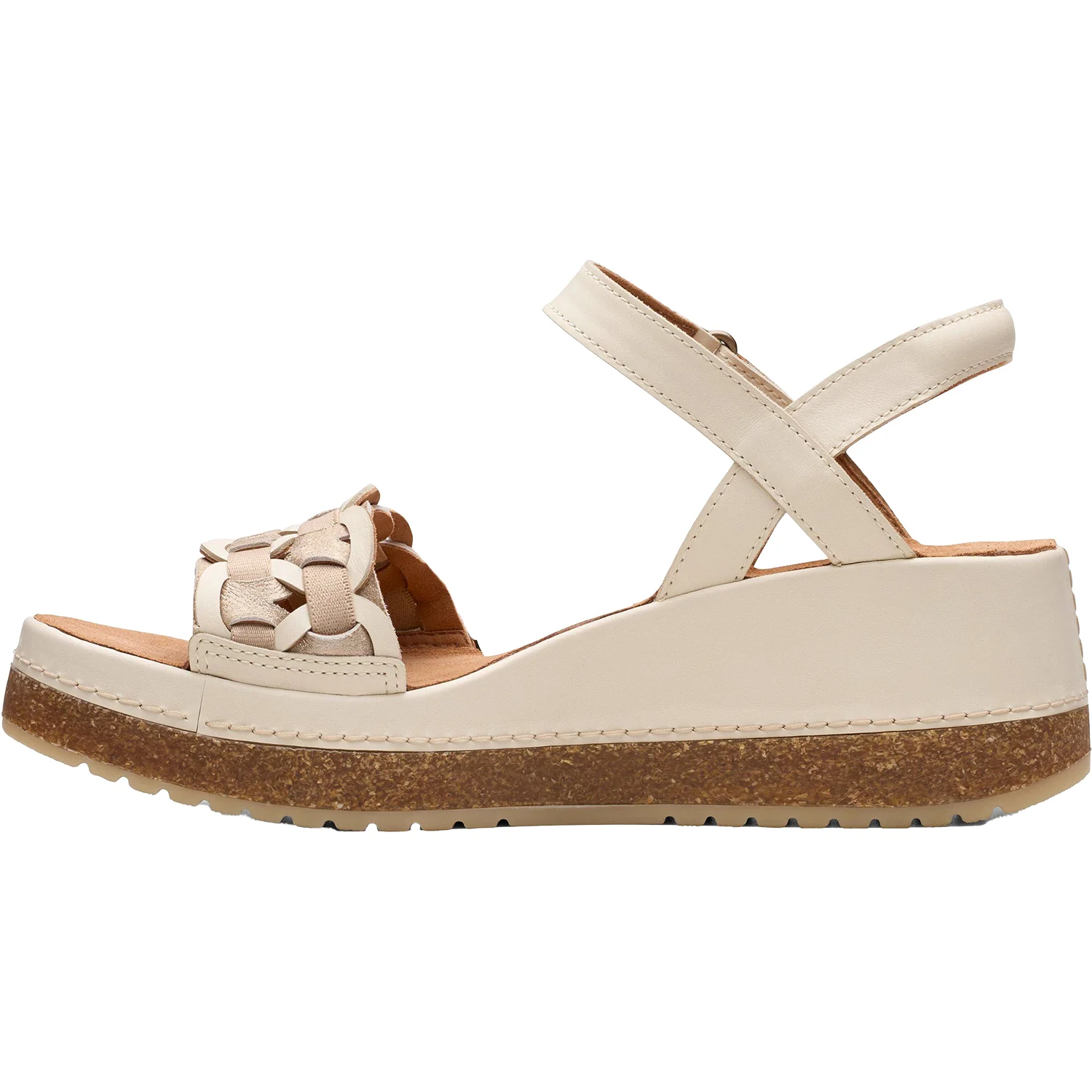 Clarks Kassanda Bar Women's Sandals Cream Multi Leather - Image 3
