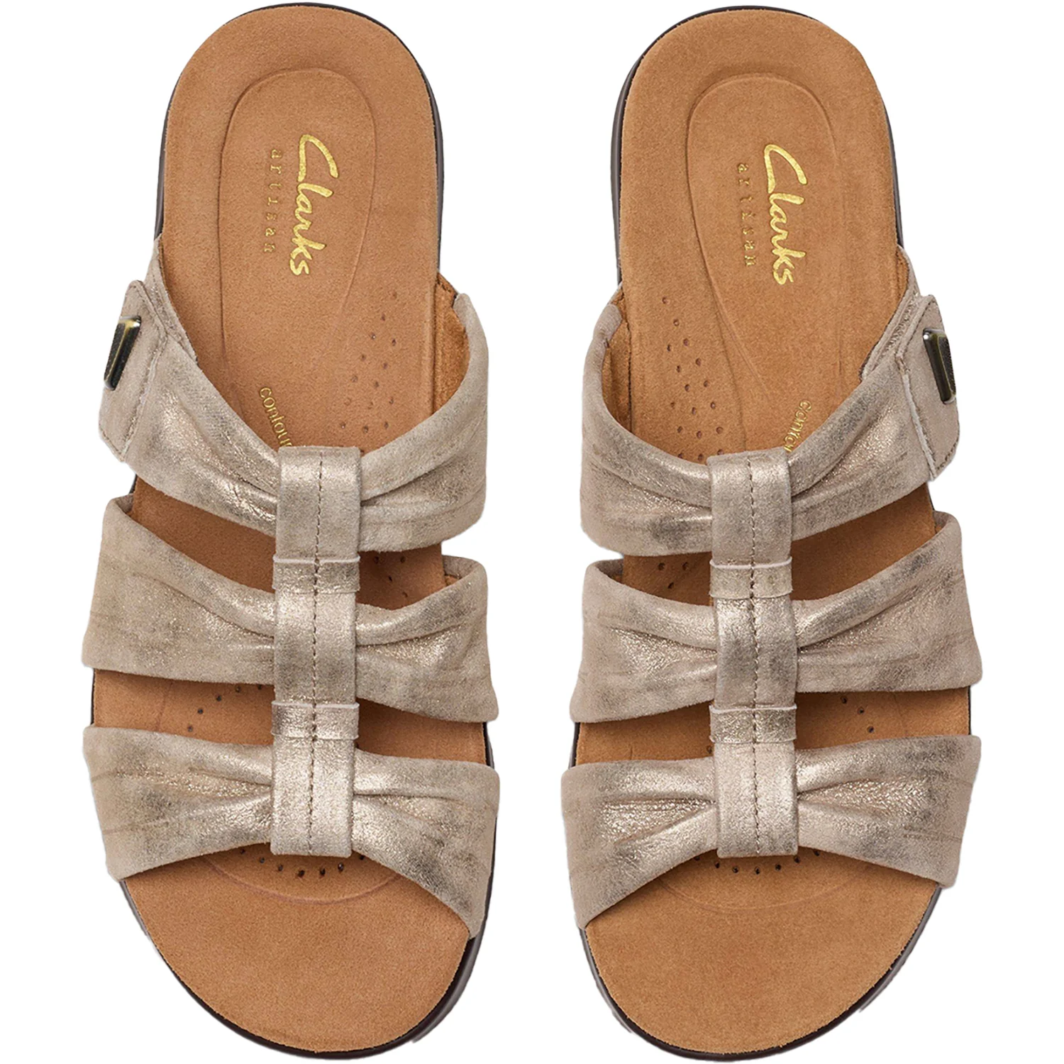 Clarks Kitly Slide Women's Slide Sandals Metallic Leather - Image 2