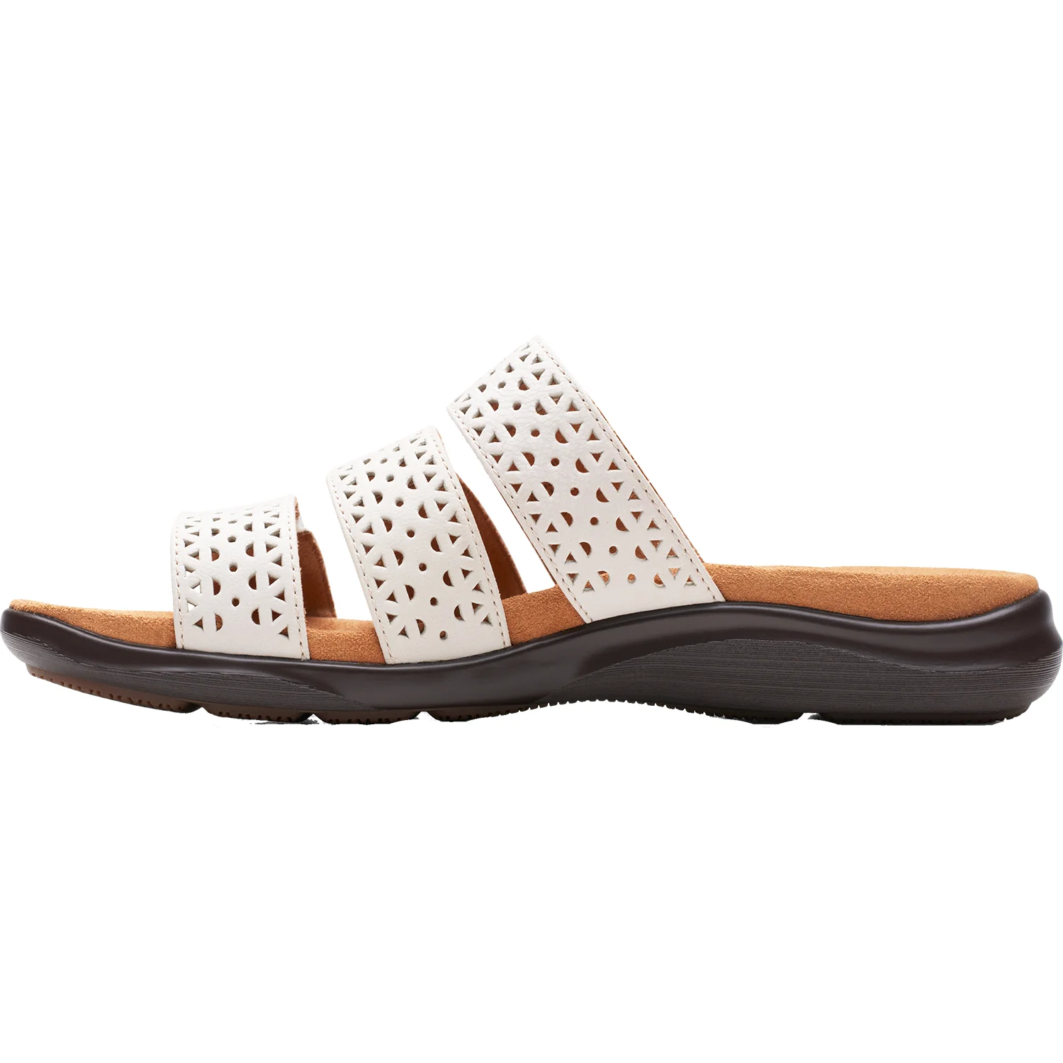 Clarks Kitly Walk Women's Slide Sandals White Leather - Image 3