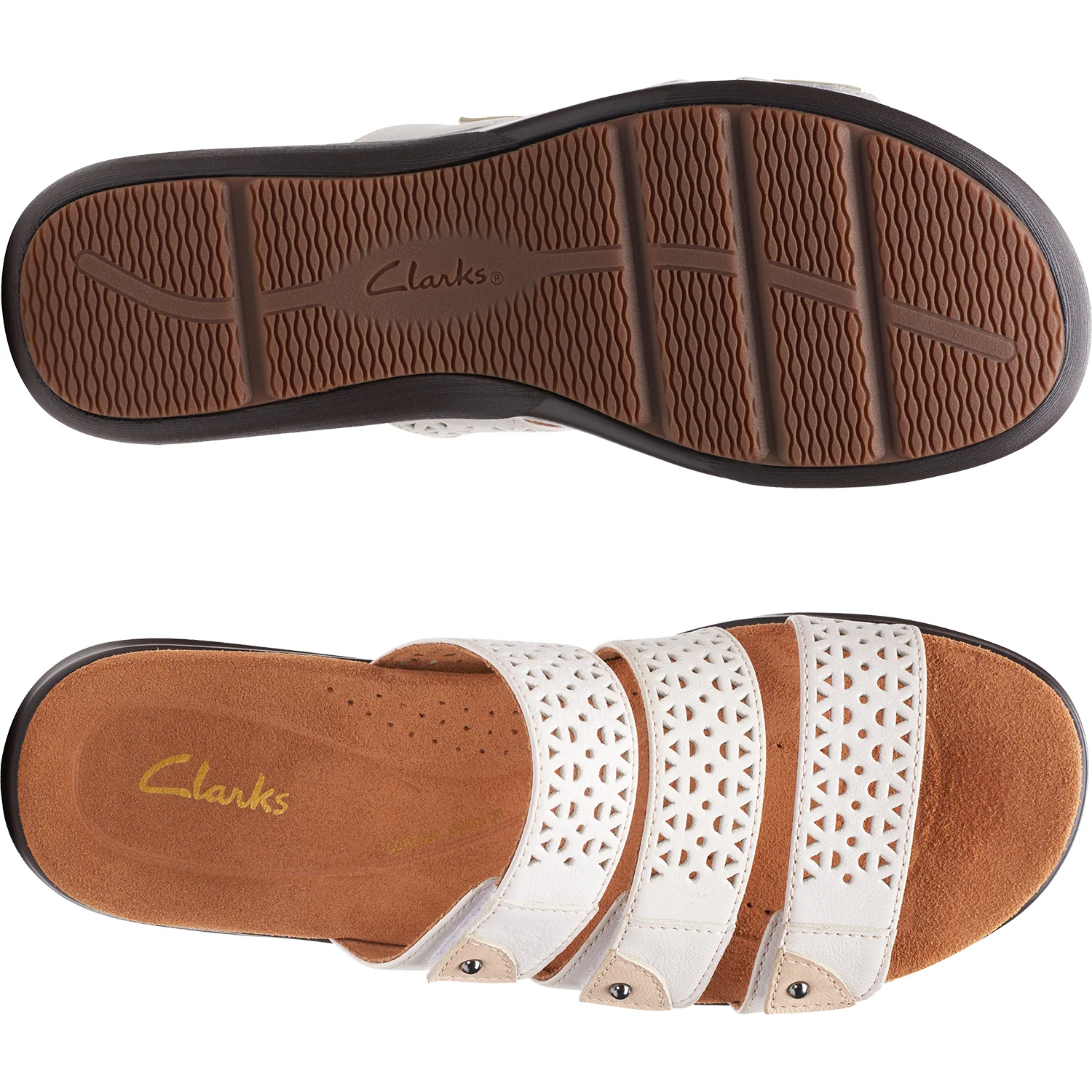 Clarks Kitly Walk Women's Slide Sandals White Leather - Image 4