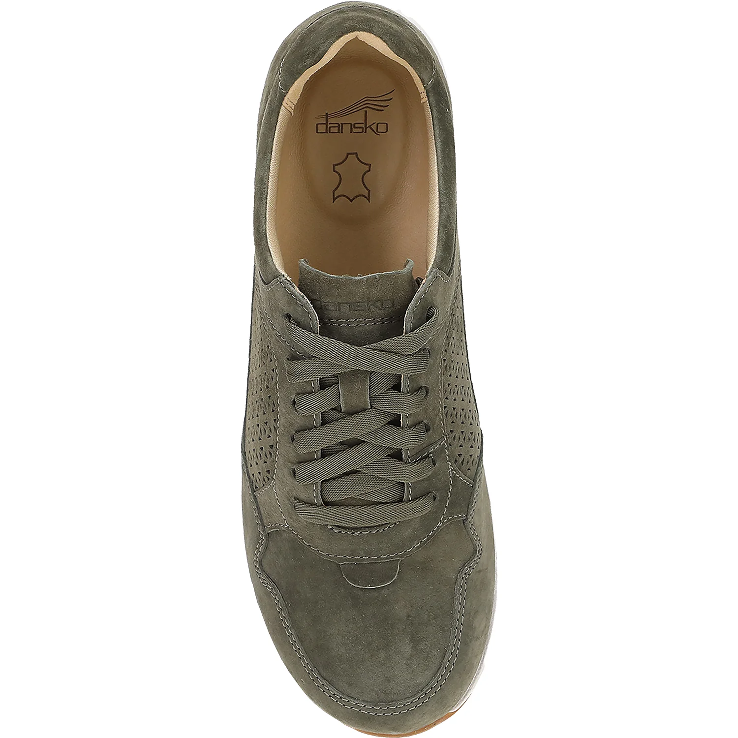 Dansko Catie Women's Sporty Lace Up Shoes Olive Suede - Image 2