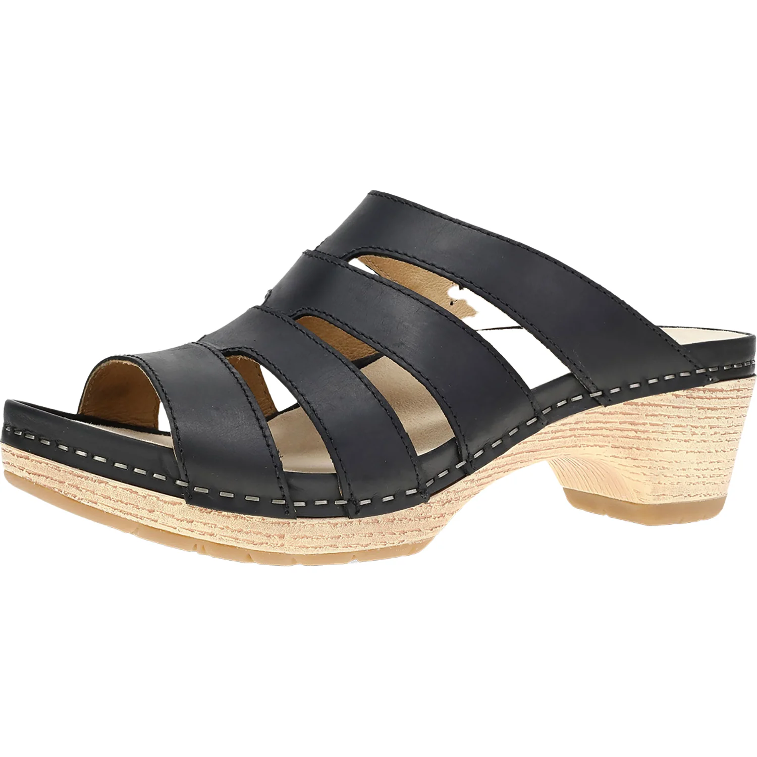 Dansko Lyndi Women's Slide Sandals Black Oiled Pull Up Leather - Image 3