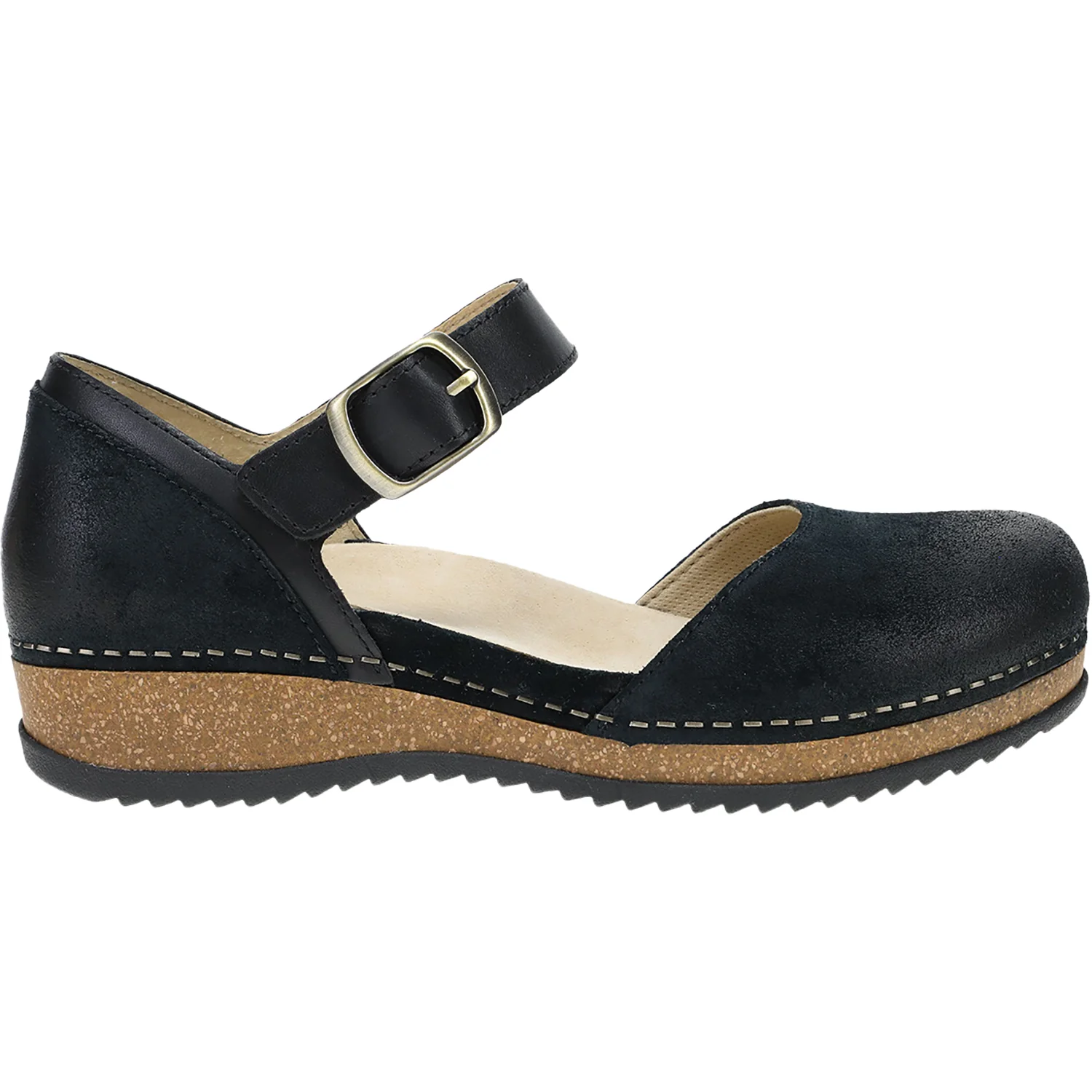 Dansko Mae Women's Mary Janes Traditional Black Burnished Suede