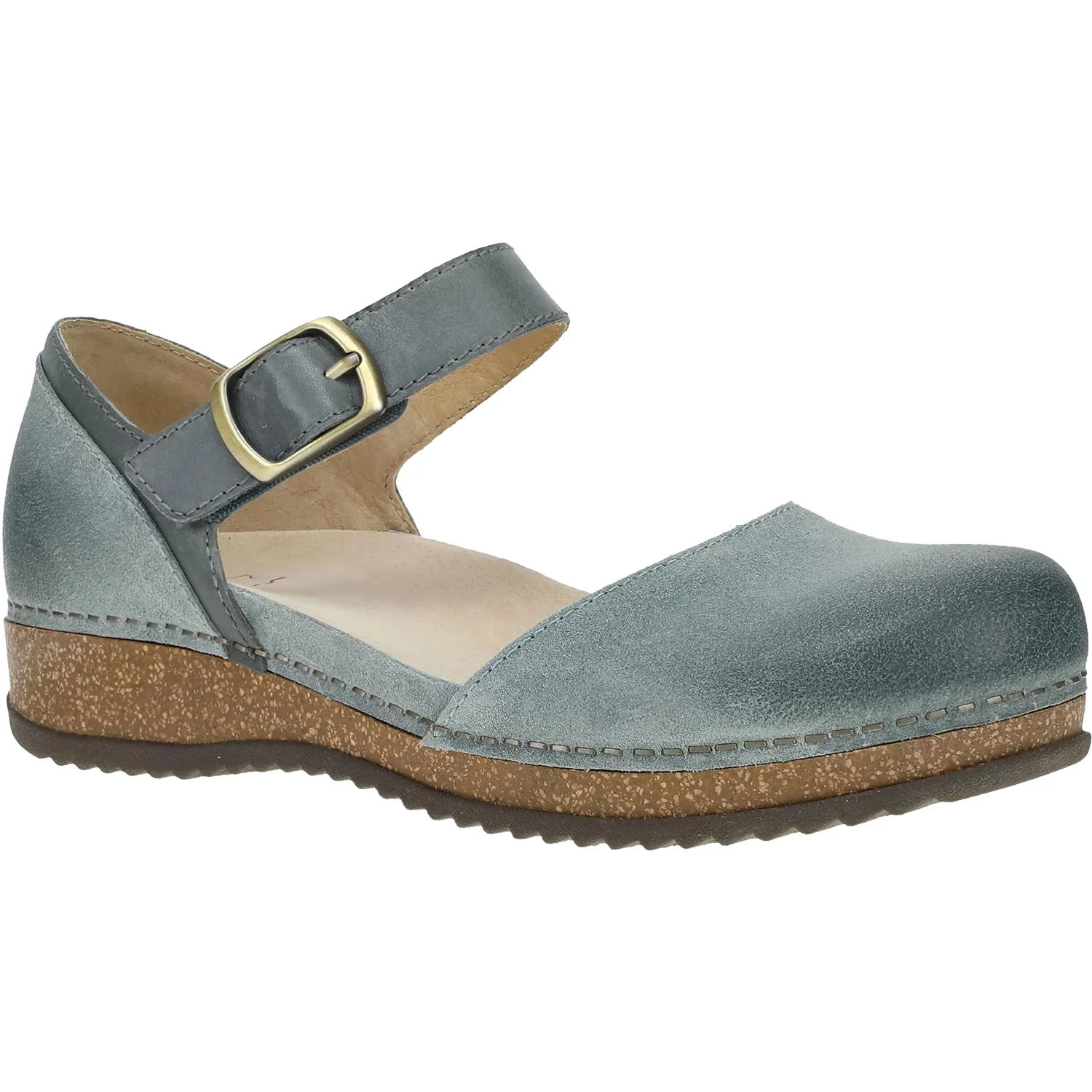 Dansko Mae Women's Mary Janes Denim Burnished Suede