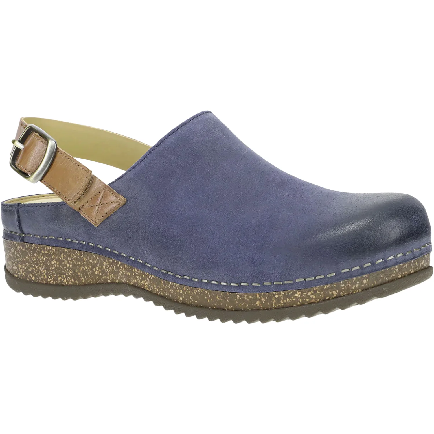 Dansko Merrin Women's Sling Back Clogs Blue Burnished Suede