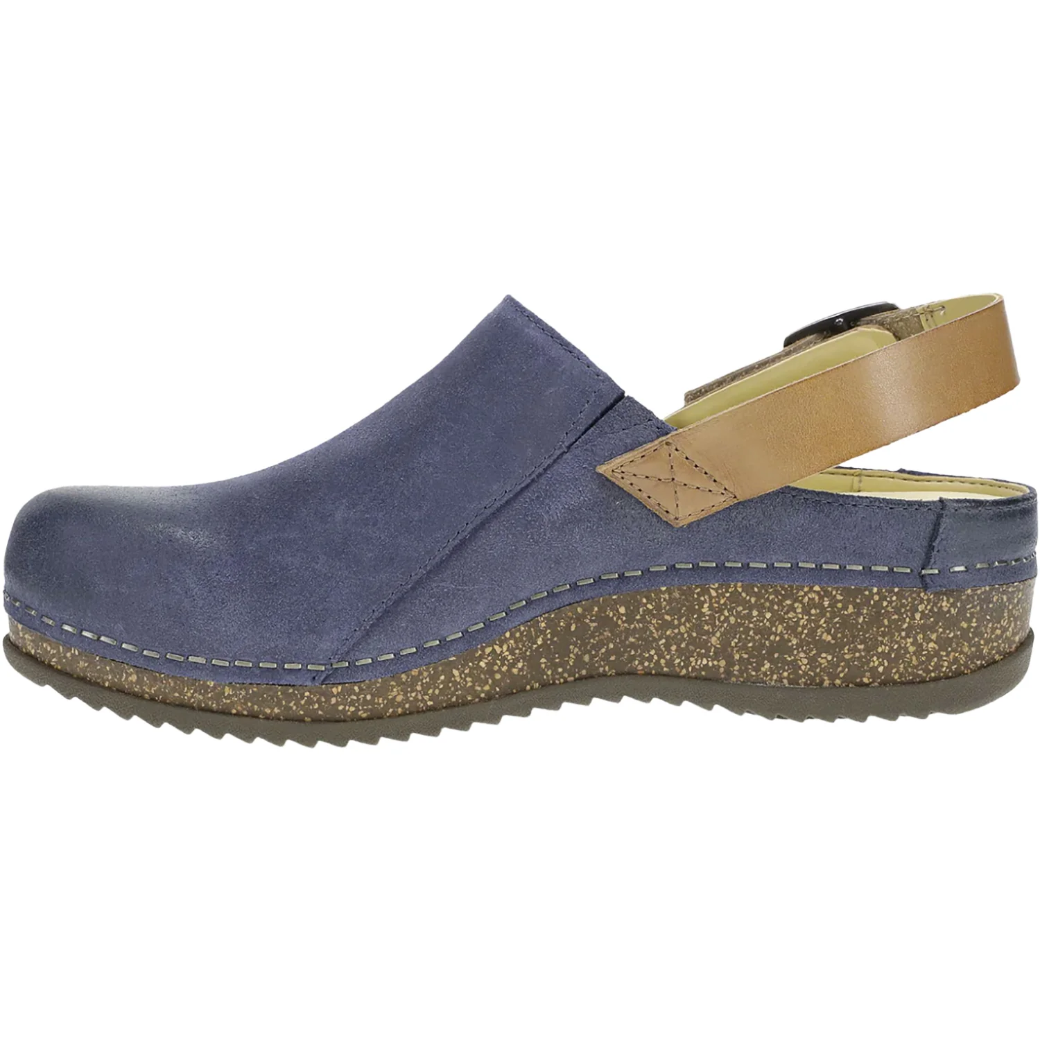 Dansko Merrin Women's Sling Back Clogs Blue Burnished Suede - Image 3