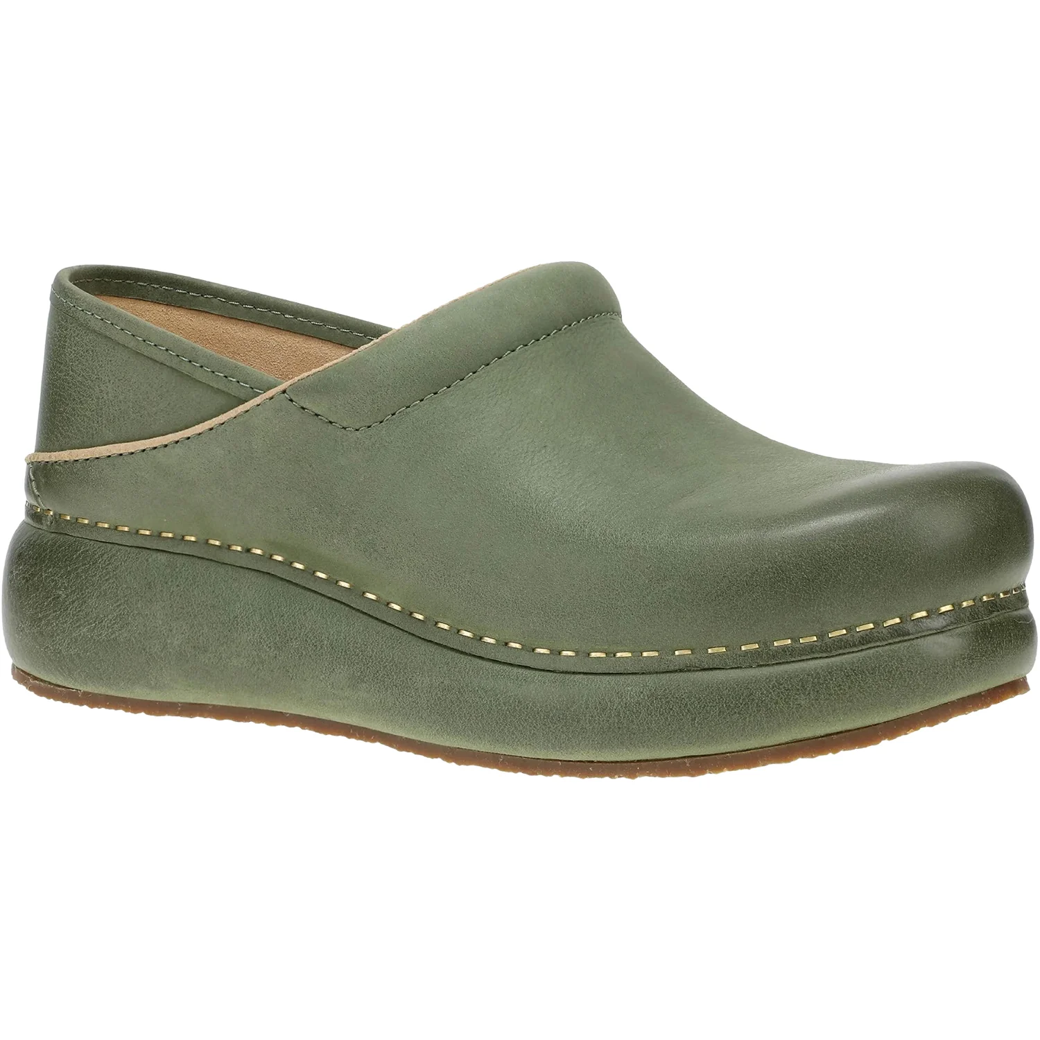 Dansko Platform Pro Women's Clogs Green Burnished Nubuck