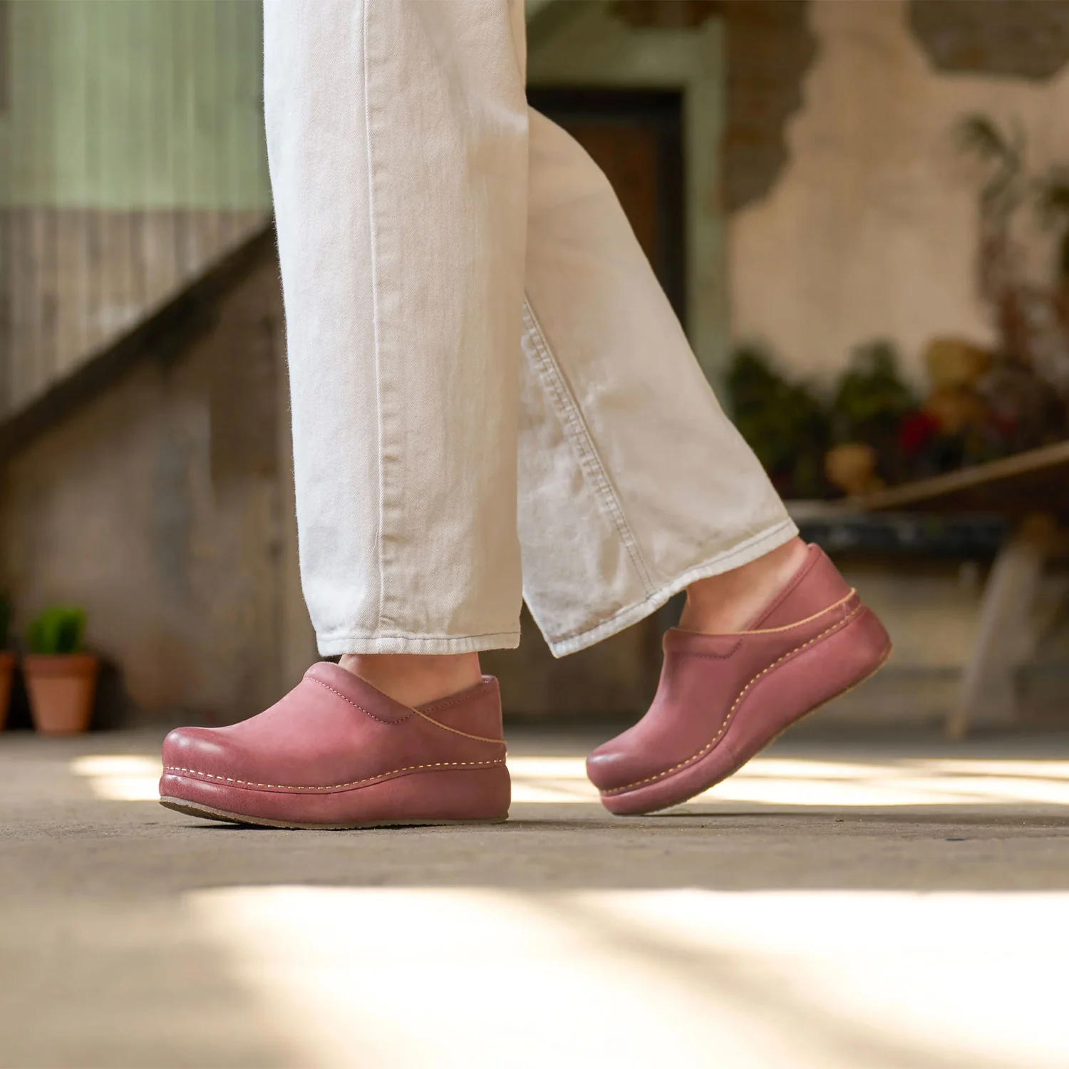 Dansko Platform Pro Women's Clogs Rose Burnished Nubuck - Image 5