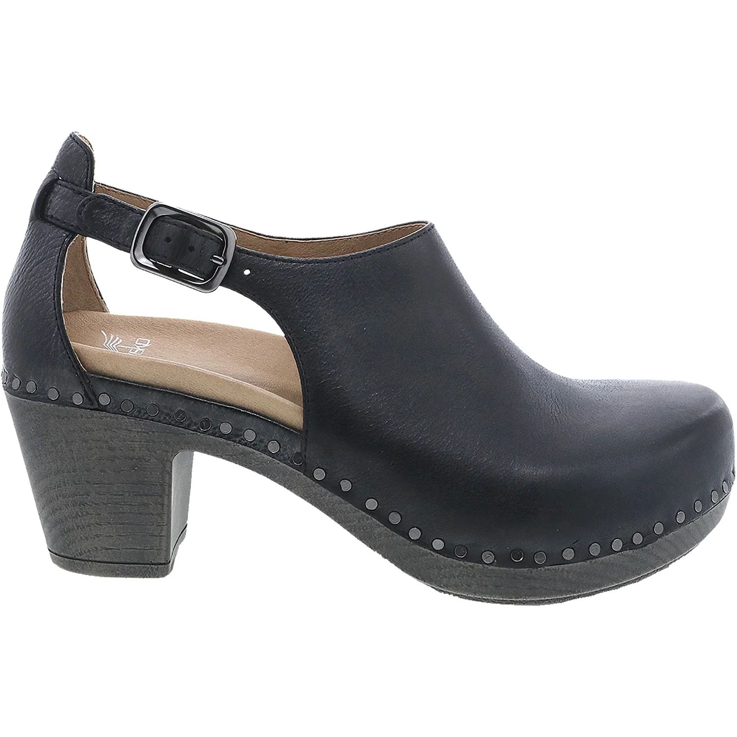 Dansko Sassy Women's High Heel Slip On Shoes Black Milled Burnished Leather