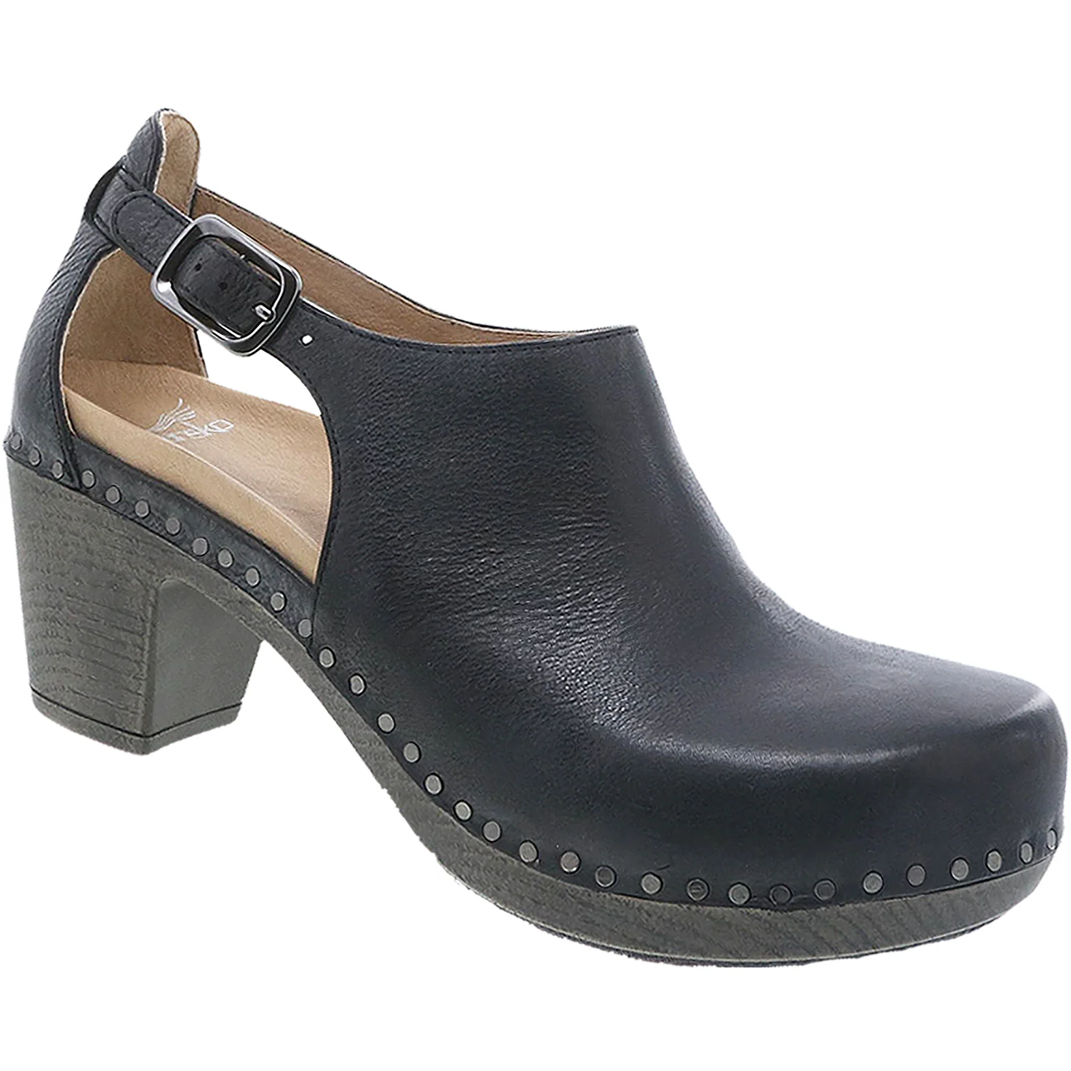 Dansko Sassy Women's High Heel Slip On Shoes Black Milled Burnished Leather - Image 3