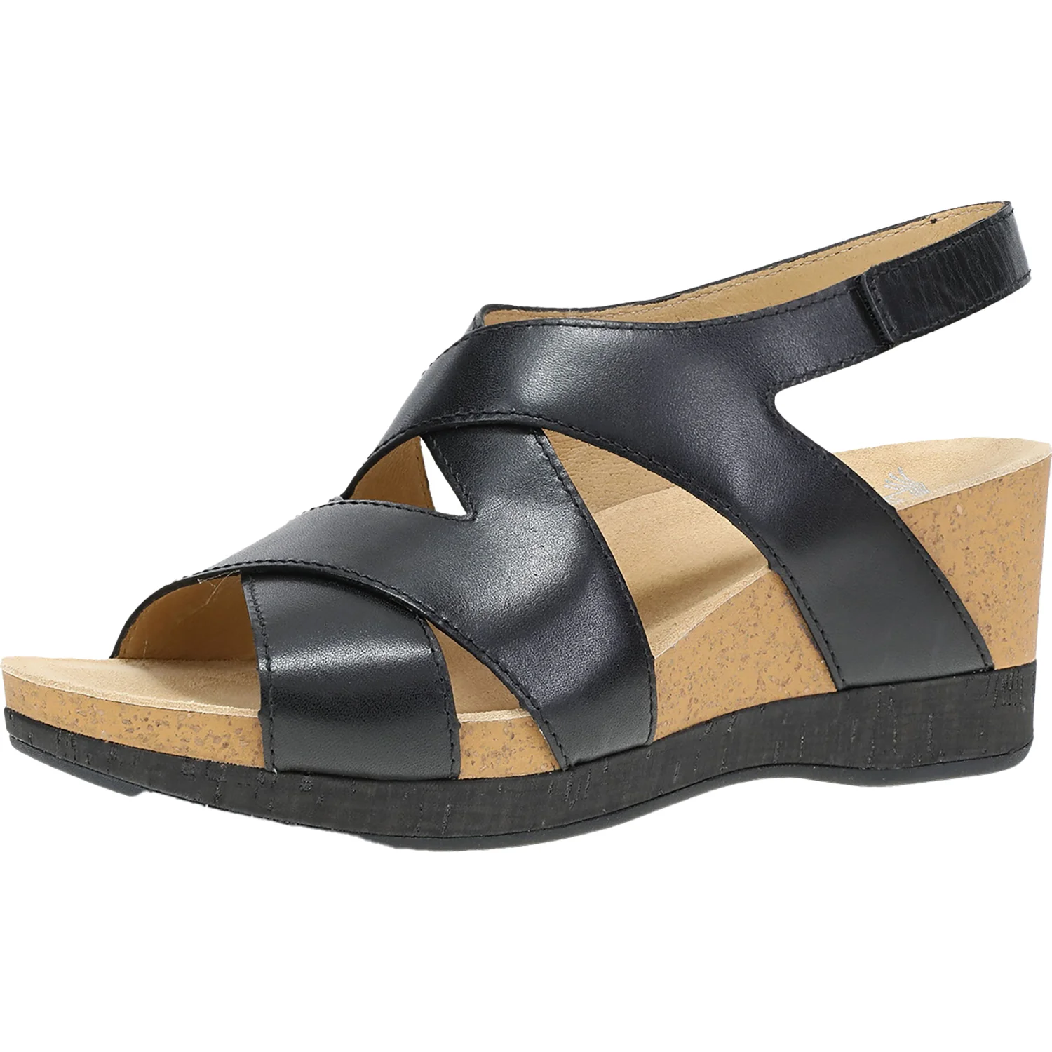 Dansko Shyla Women's Wedge Sandals Black Burnished Nappa Leather - Image 3