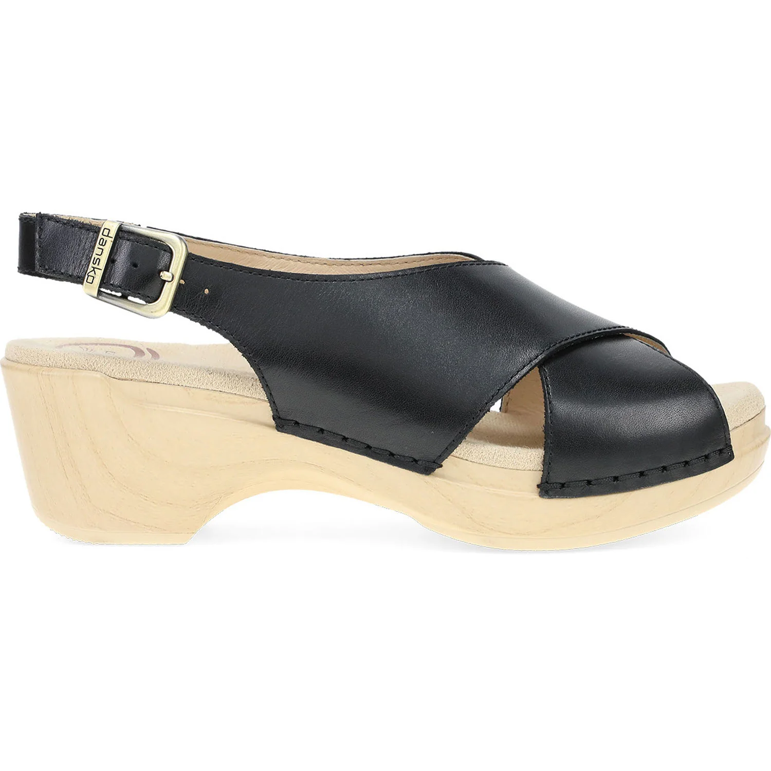 Dansko Sloane Women's Wedge Sandals Black Calf Leather