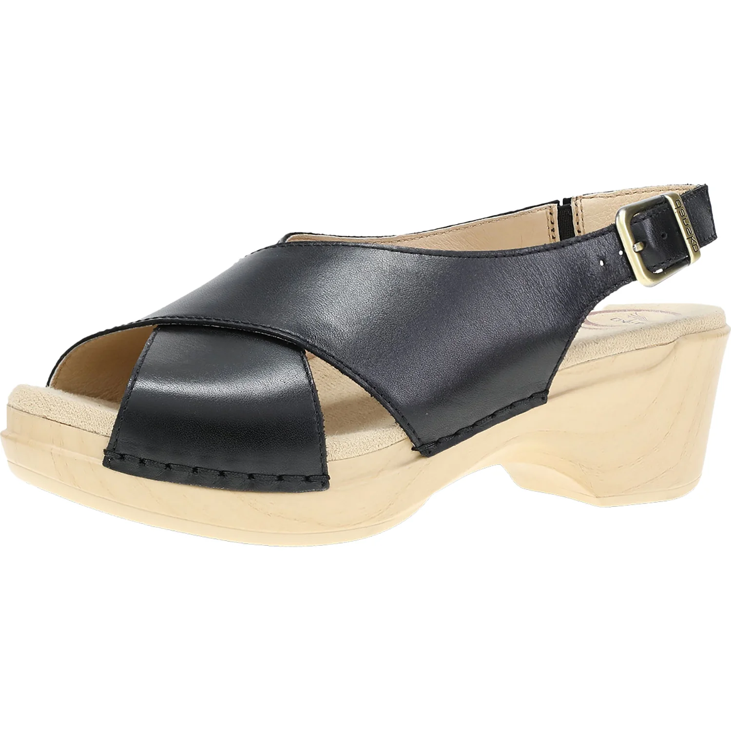Dansko Sloane Women's Wedge Sandals Black Calf Leather - Image 3
