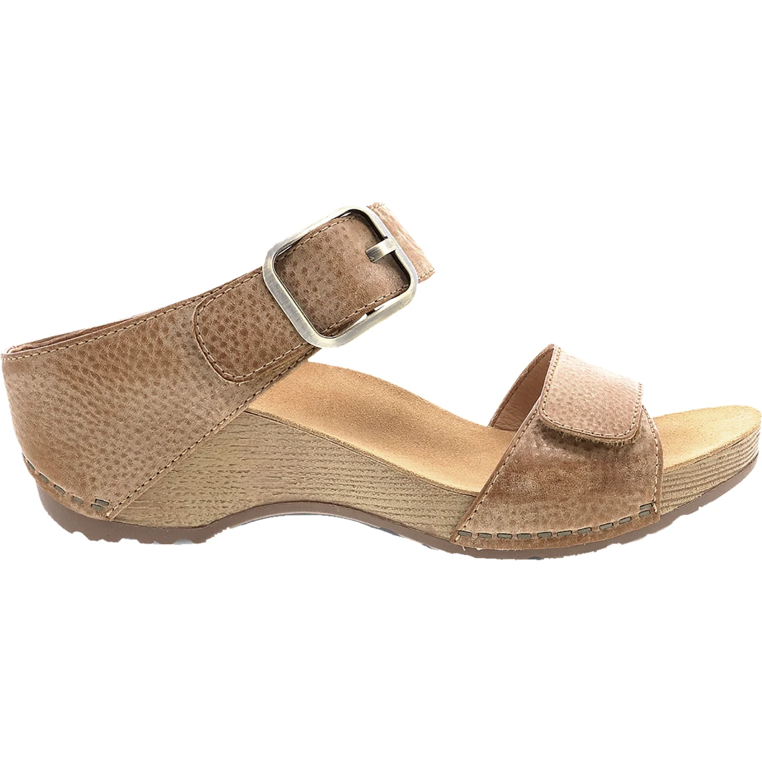 Dansko Tanya Women's Wedge Heel Slide Sandals Tan Milled Burnished Leather