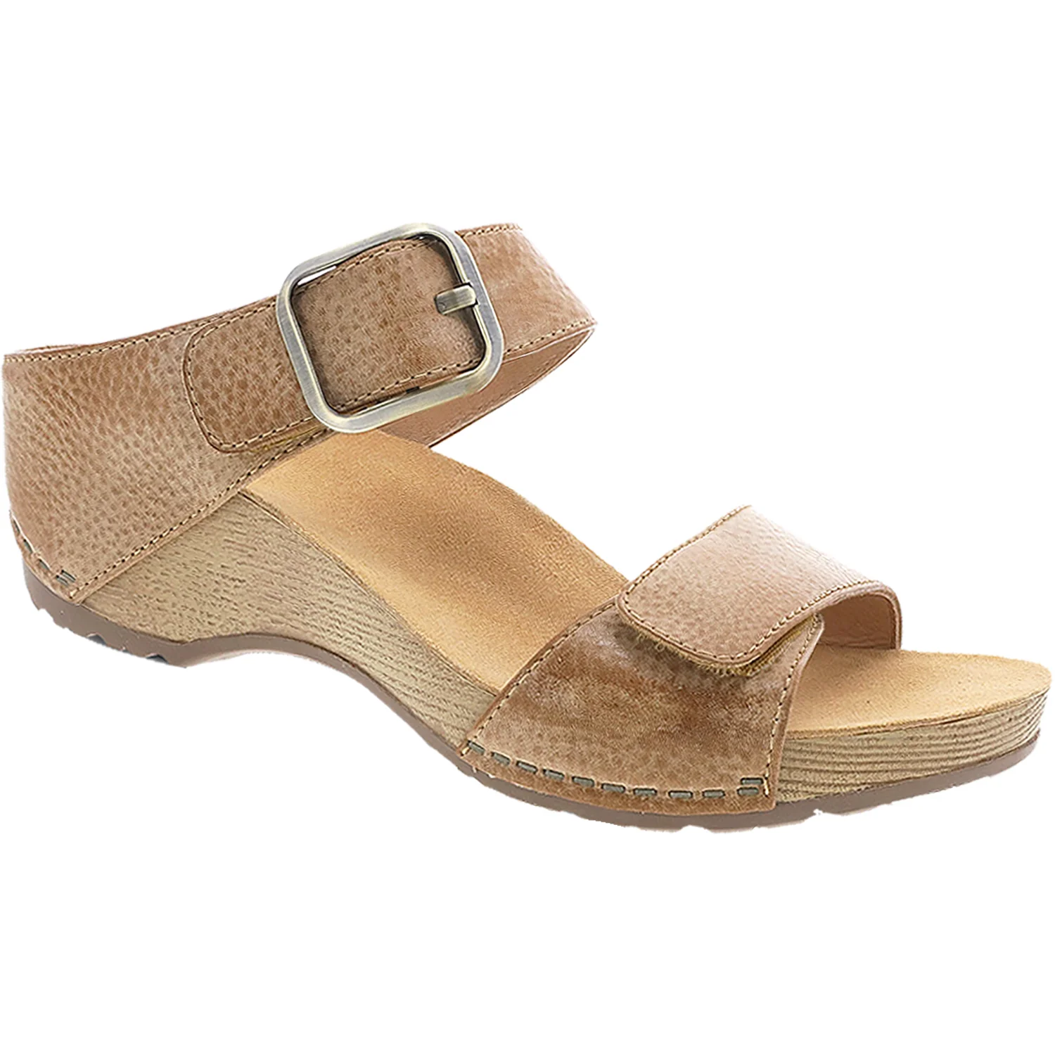 Dansko Tanya Women's Wedge Heel Slide Sandals Tan Milled Burnished Leather - Image 3