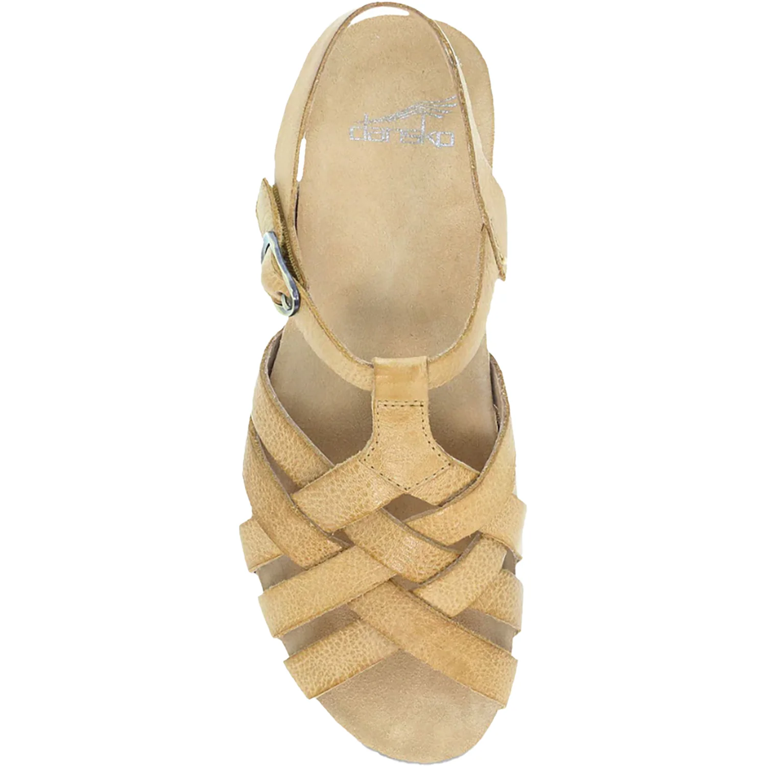 Dansko Tinley Women's Wedge Sandals Tan Milled Burnished Leather - Image 2
