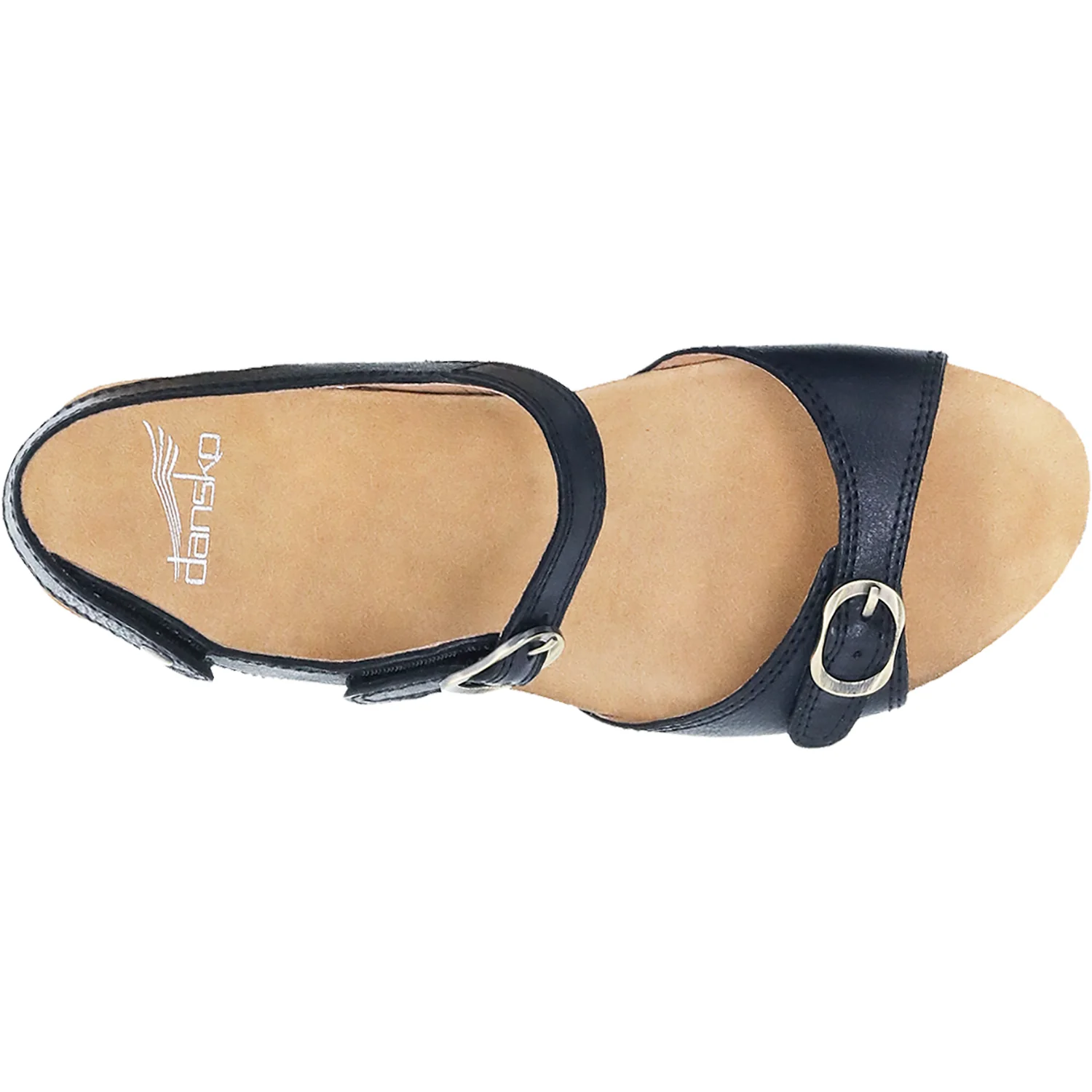 Dansko Tricia Women's Wedge Heel Sandals Black Milled Burnished Leather - Image 2