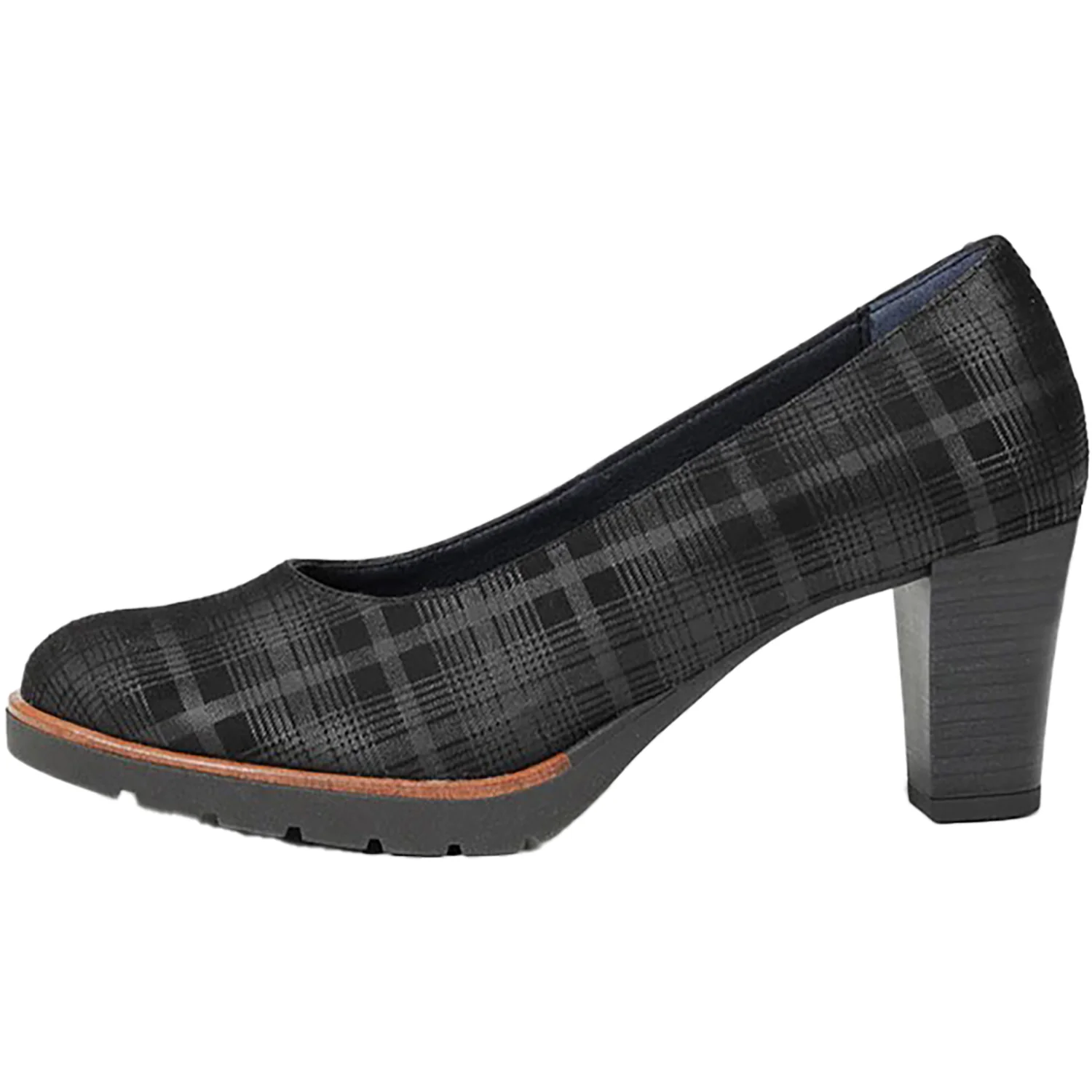 Women's Dorking Opium D7976 Black Plaid Leather - Image 3