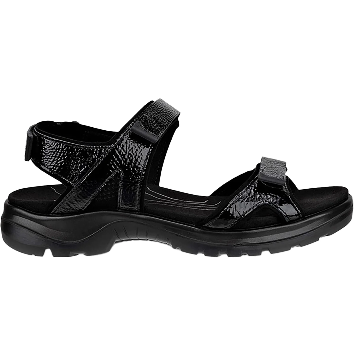 Ecco Yucatan 20 3s Women's Sandals Black Crinkle Patent