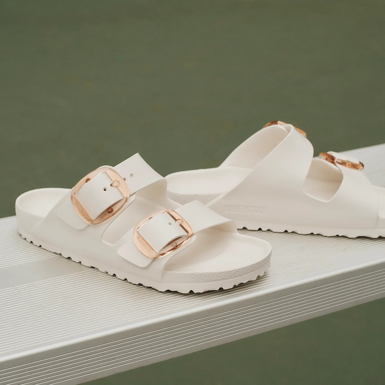Eva Big Buckle Arizona Women's Recovery Sandals Eggshell - Image 7