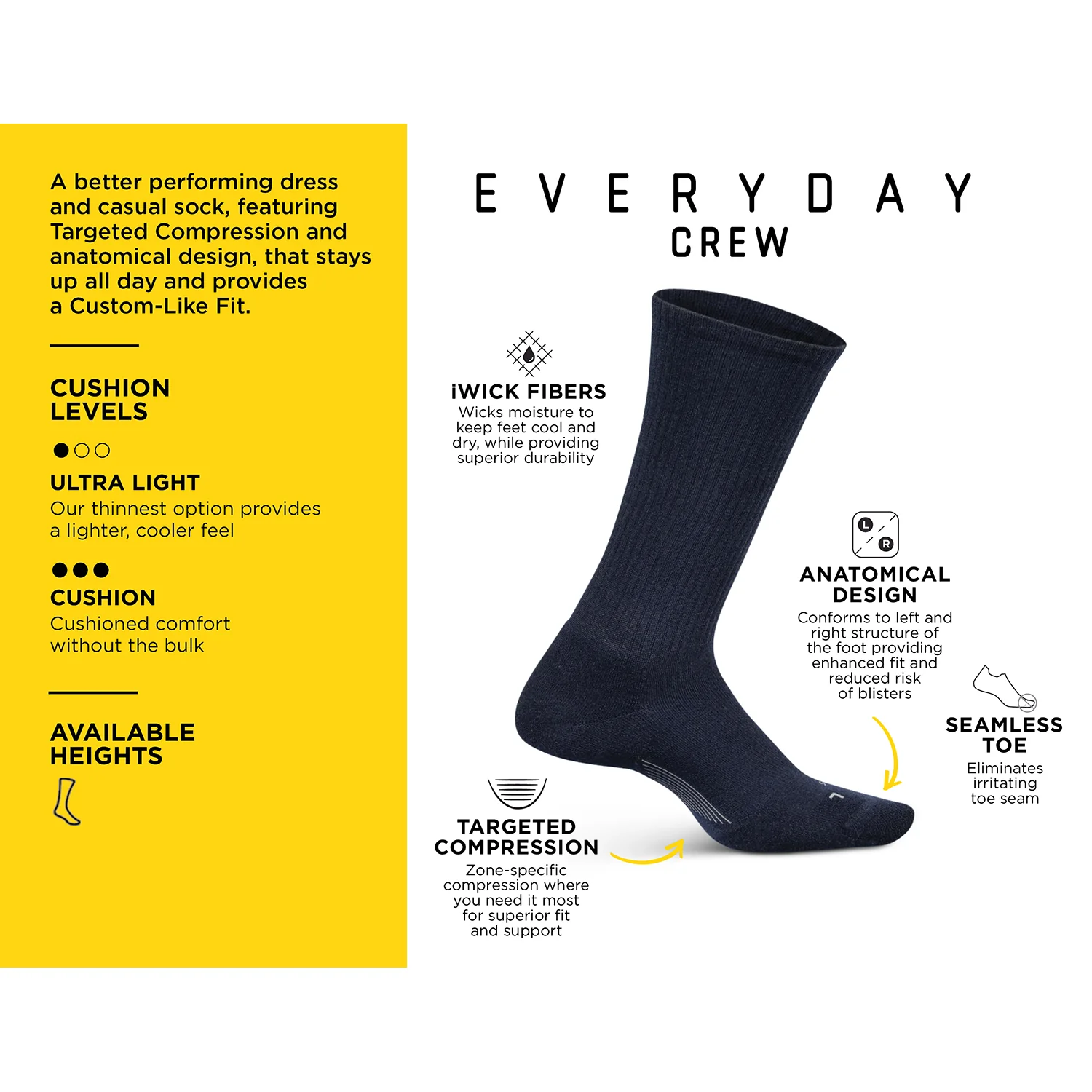 Feetures Everyday Cushion Crew Socks Women's Socks Zig Zag Light Grey - Image 3