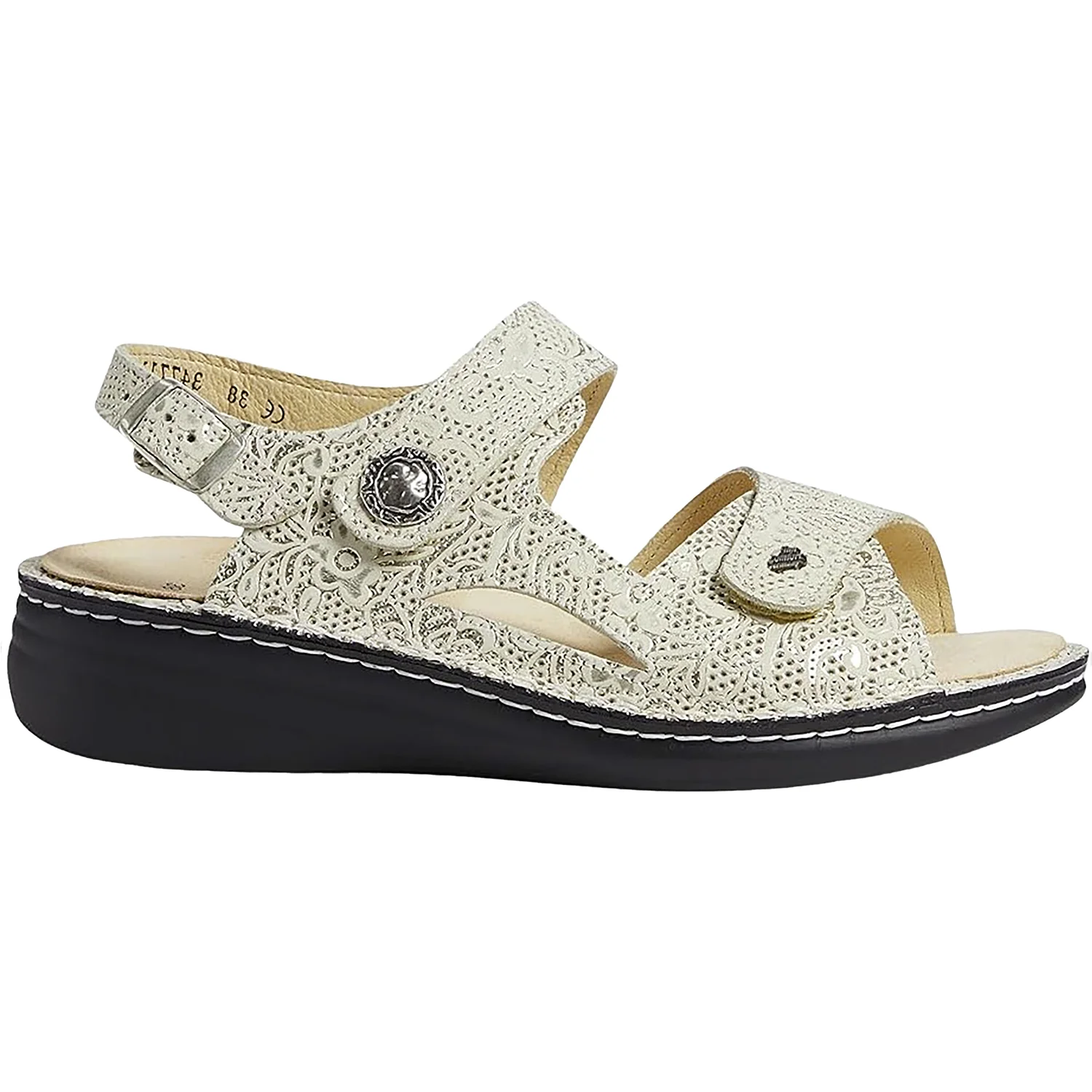 Finn Comfort Barbuda Finn Mellow Women's Sandals For Sensitive Feet Champagne Garden Leather