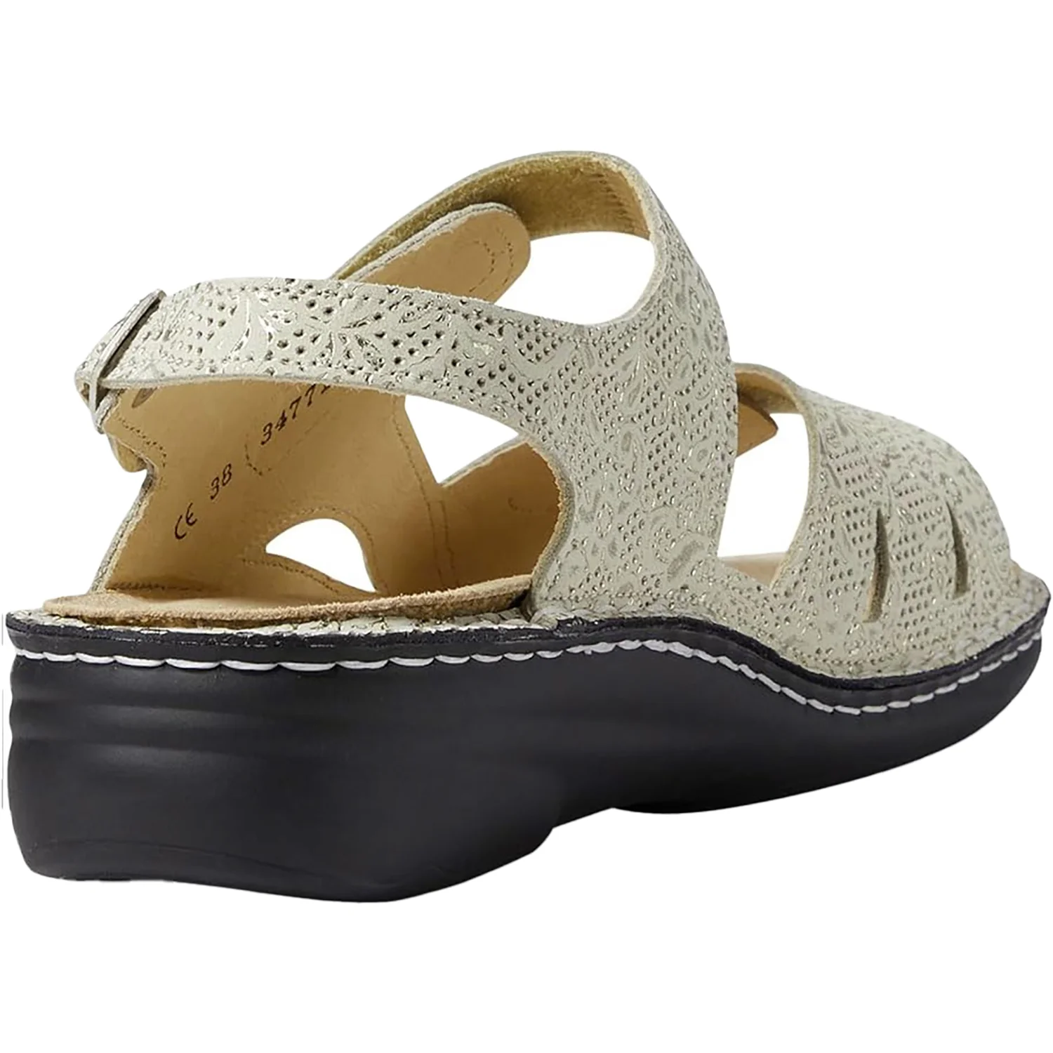 Finn Comfort Barbuda Finn Mellow Women's Sandals For Sensitive Feet Champagne Garden Leather - Image 3