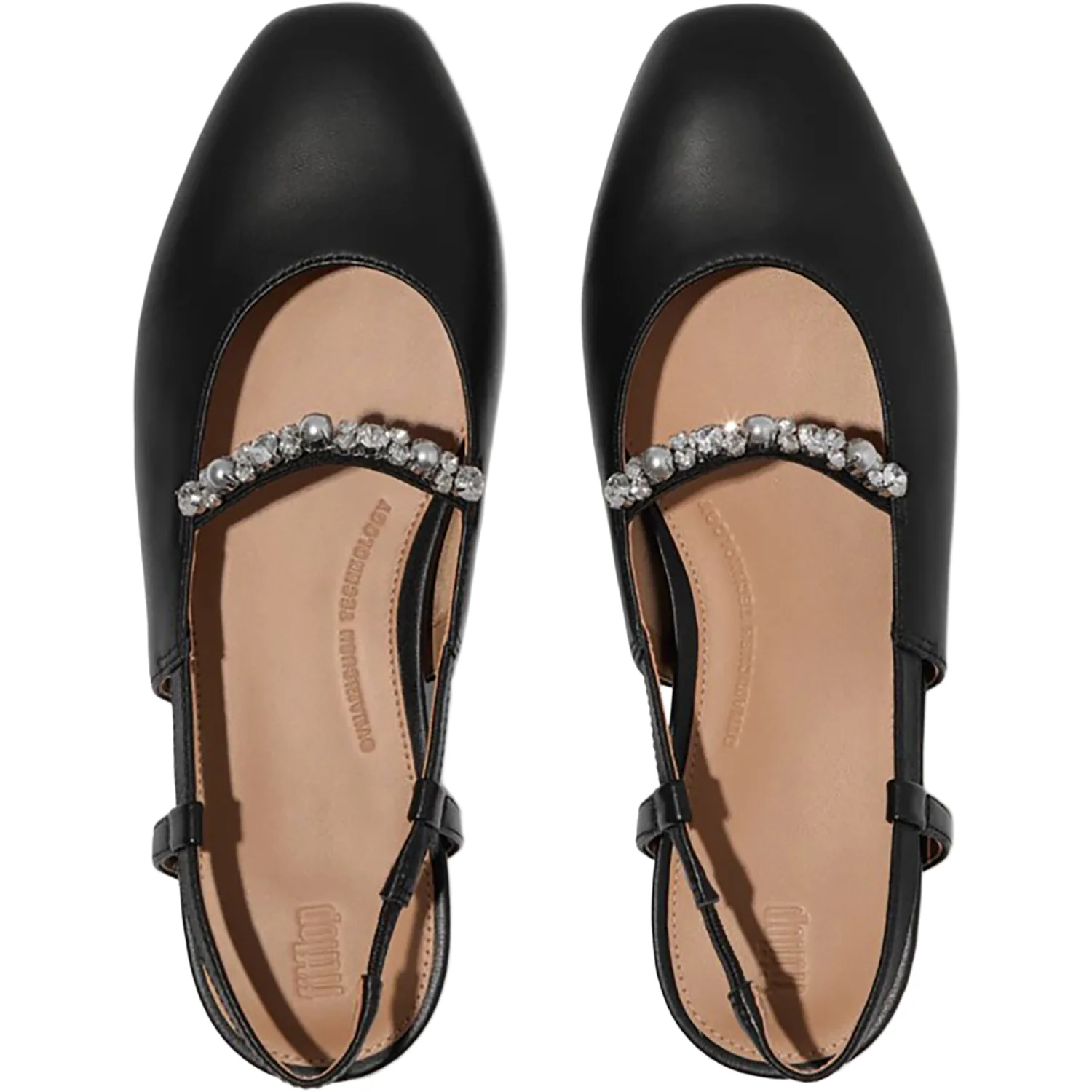 Fitflop Delicato Pearls-and-Crystal Slingback Women's Dress Flats Black - Image 2