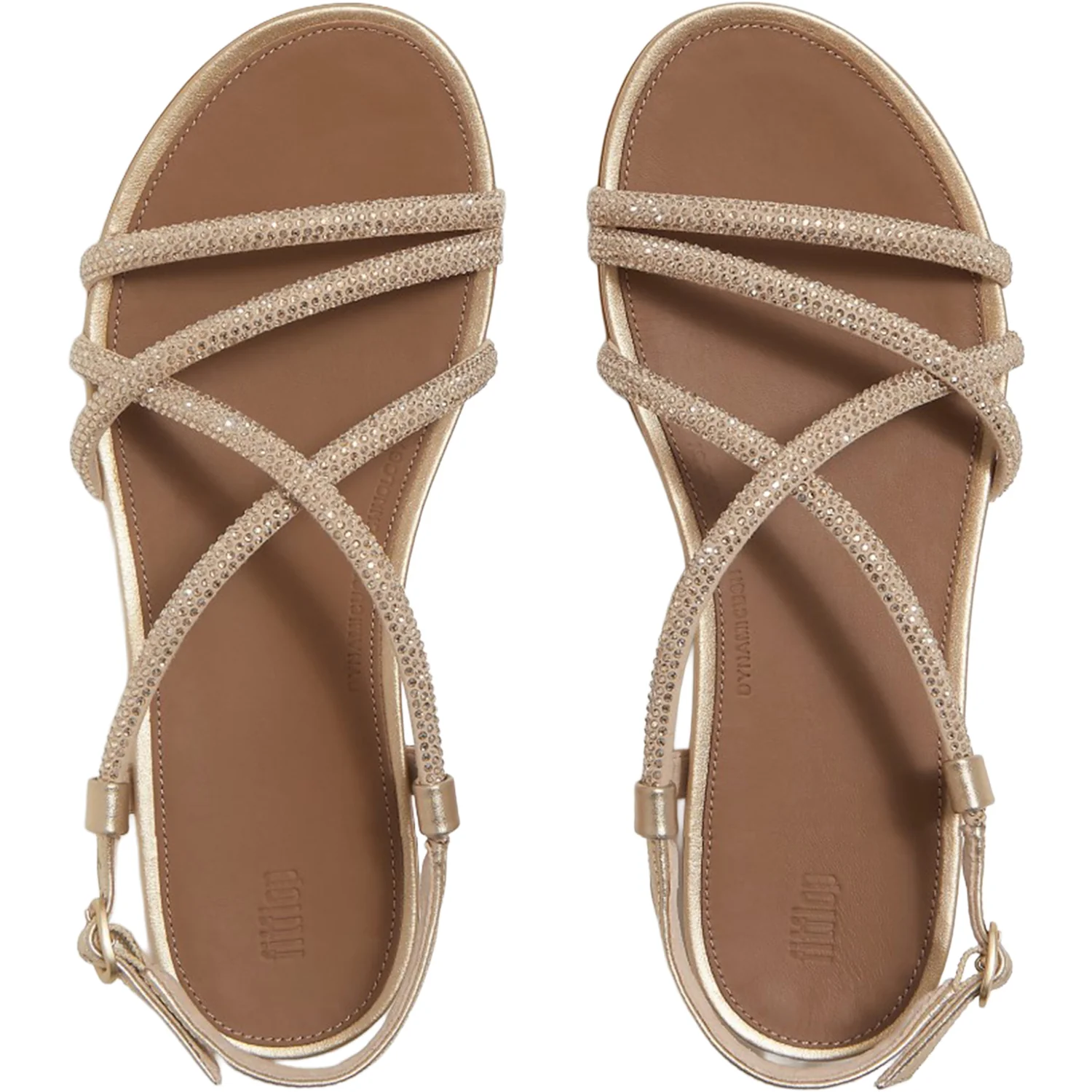 FitFlop Gracie Crystal Strappy Back-Strap Sandal Women's Dress Sandals Platino - Image 2