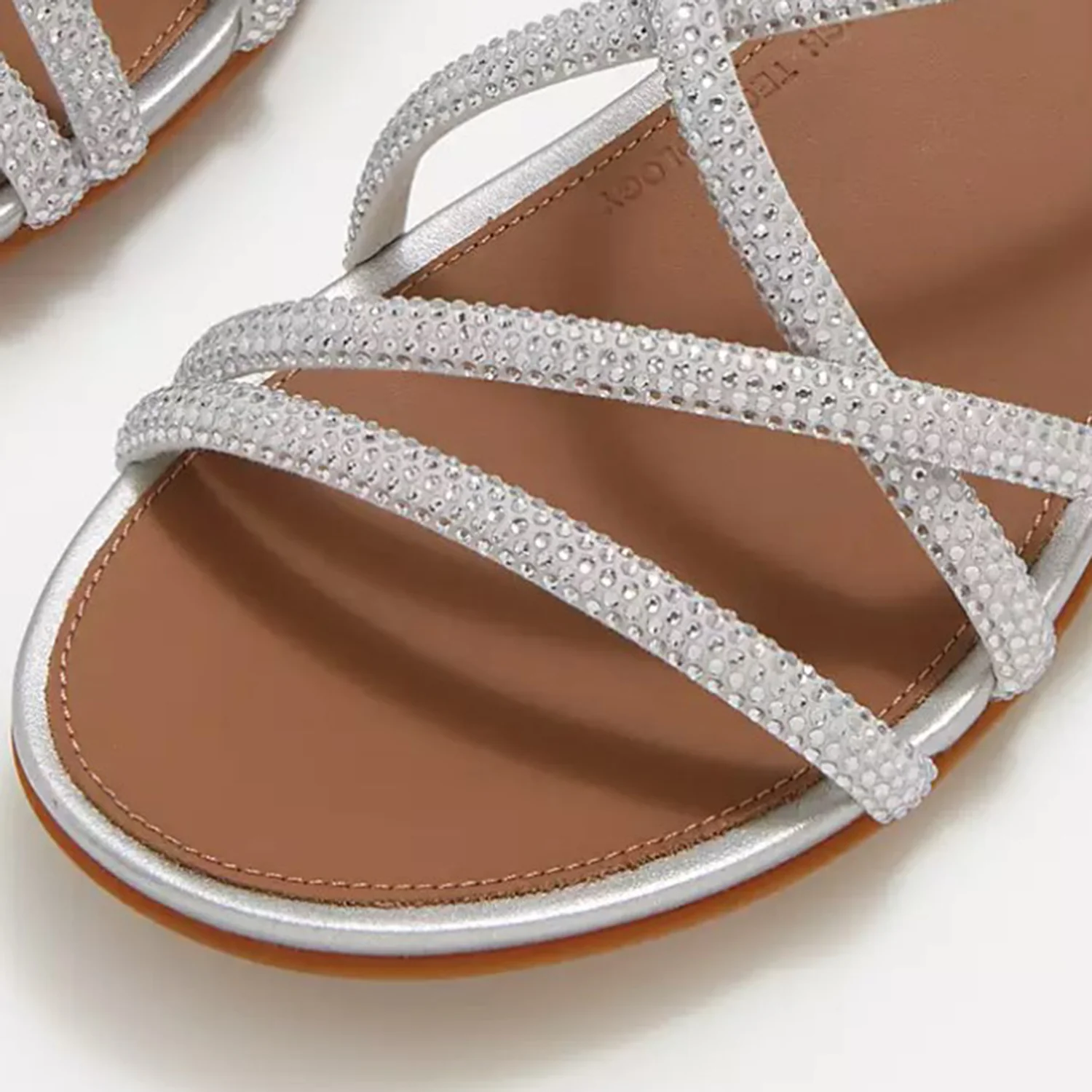 FitFlop Gracie Crystal Strappy Back-Strap Sandal Women's Dress Sandals Silver - Image 5