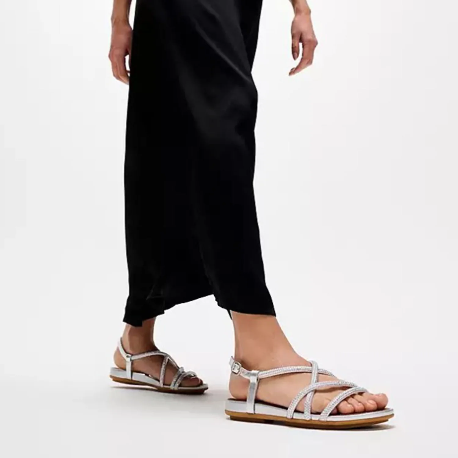 FitFlop Gracie Crystal Strappy Back-Strap Sandal Women's Dress Sandals Silver - Image 6