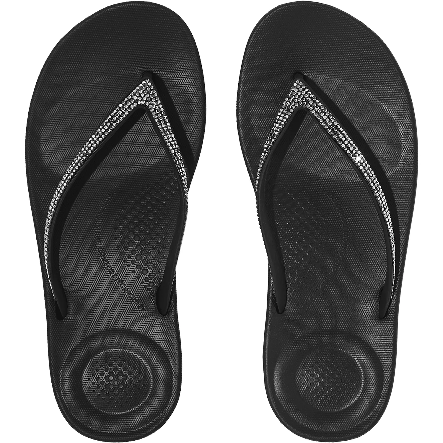 FitFlop iQushion Women's Thong Sandals Sparkle Black - Image 2