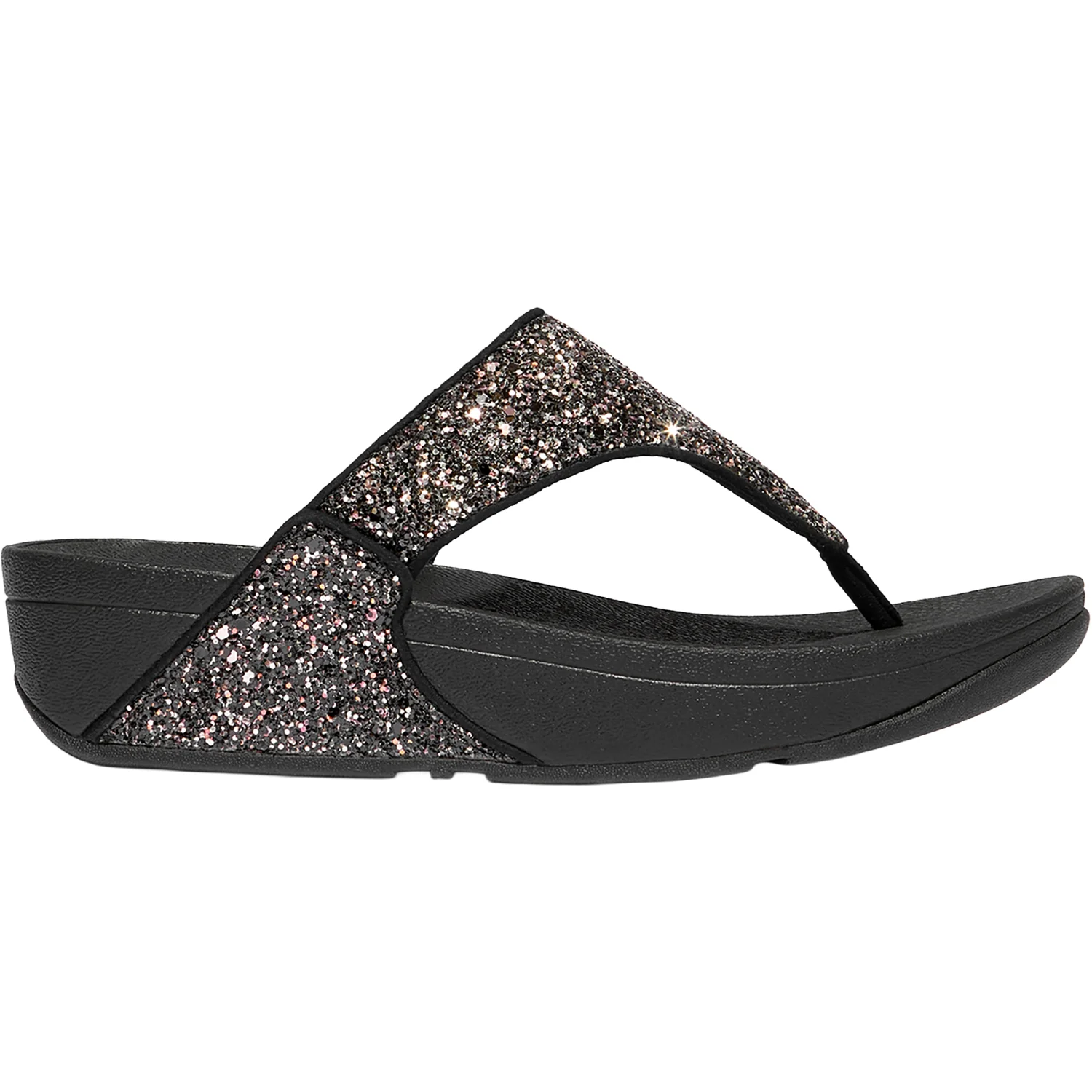 FitFlop Lulu Multi-Tonal Glitter Toe-Post Sandal Women's Thong Sandals Black Multi