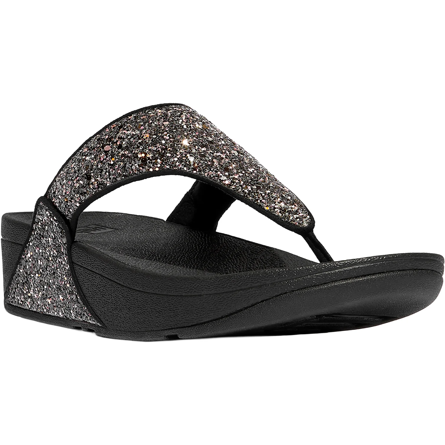 FitFlop Lulu Multi-Tonal Glitter Toe-Post Sandal Women's Thong Sandals Black Multi - Image 3