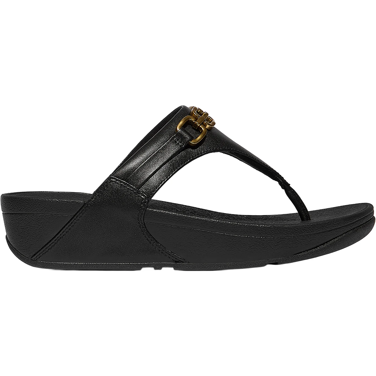 FitFlop Lulu Square-Chain Toe-Post Sandal Women's Thong Sandals Black