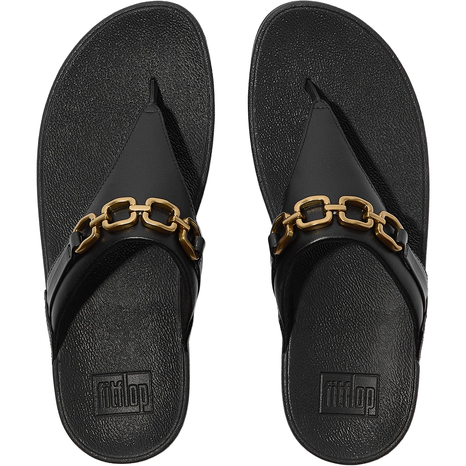 FitFlop Lulu Square-Chain Toe-Post Sandal Women's Thong Sandals Black - Image 2
