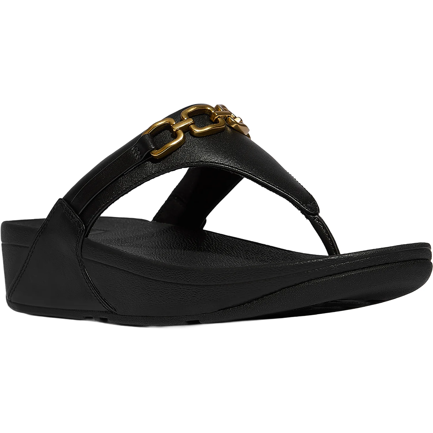FitFlop Lulu Square-Chain Toe-Post Sandal Women's Thong Sandals Black - Image 3