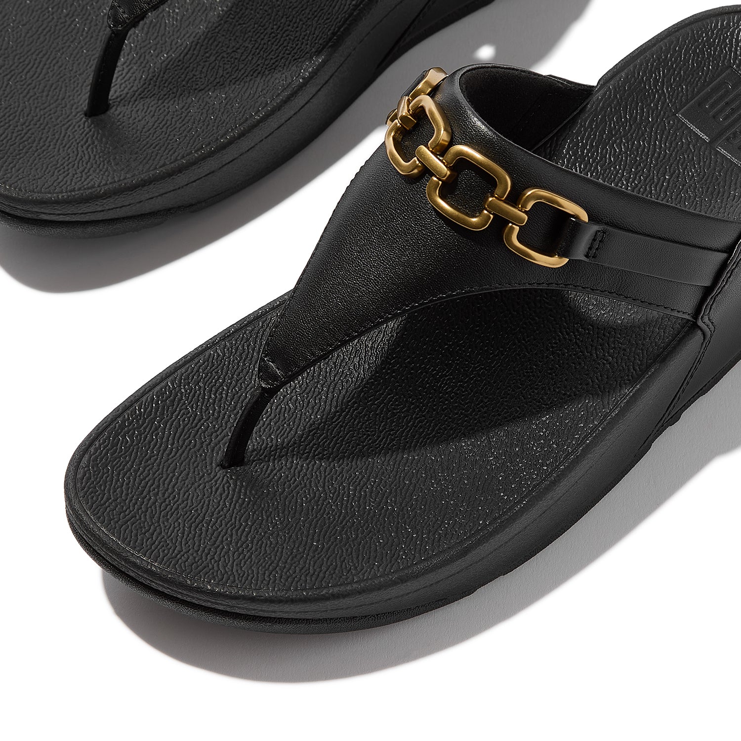 FitFlop Lulu Square-Chain Toe-Post Sandal Women's Thong Sandals Black - Image 5