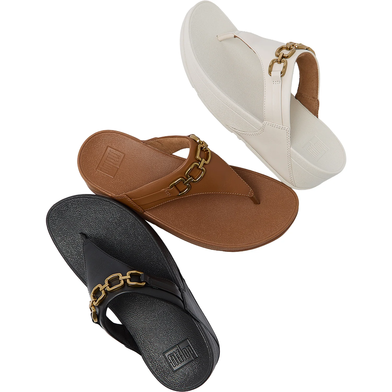 FitFlop Lulu Square-Chain Toe-Post Sandal Women's Thong Sandals Black - Image 6