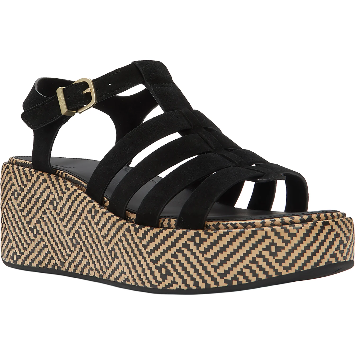 FitFlop Platfforms Graphic-Weave Fisherman Sandal Women's Wedge Sandals Black - Image 3