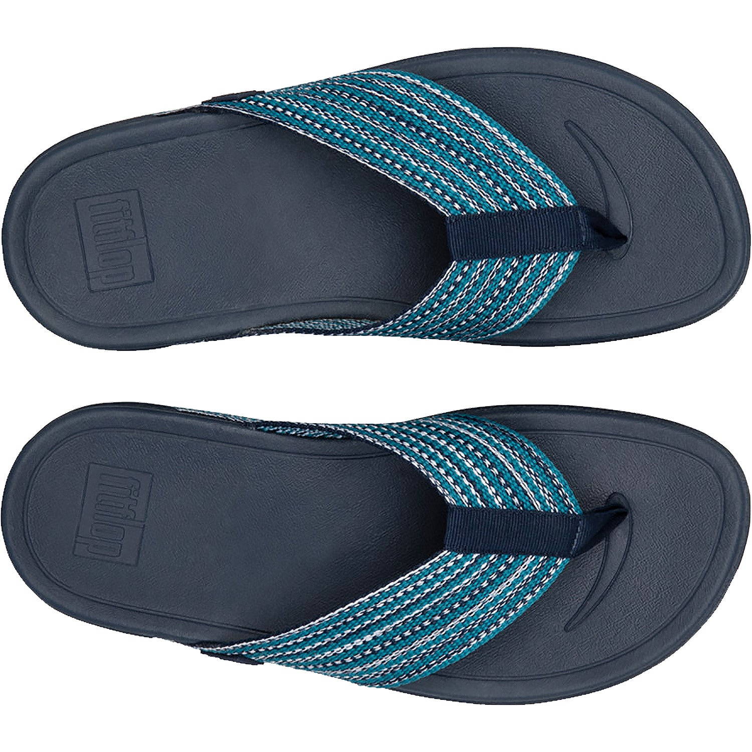 FitFlop Surfa Women's Flip Flopss Sandals Sea Blue Fabric - Image 2