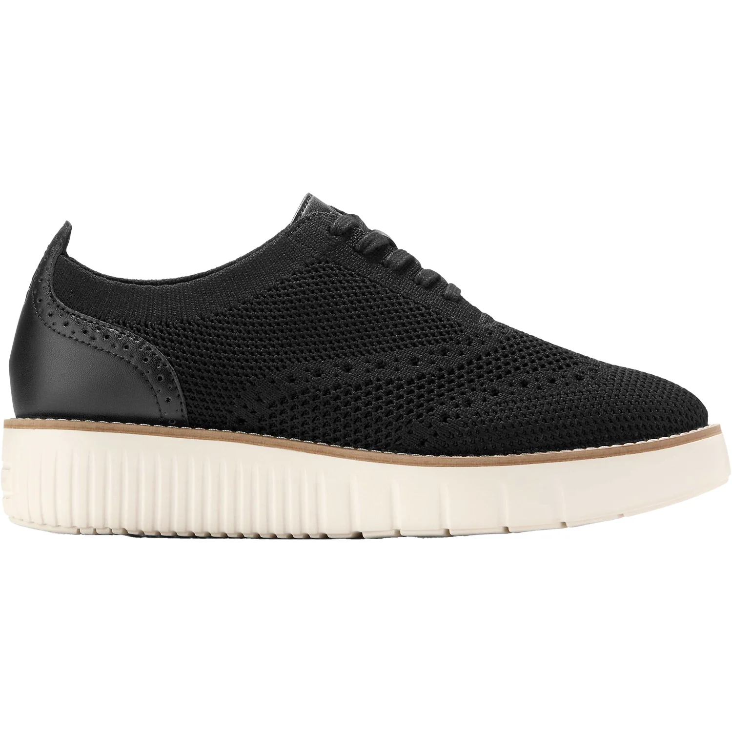 Grand City Platform Stitchlight Women's Sporty Lace Up Shoes Black Knit