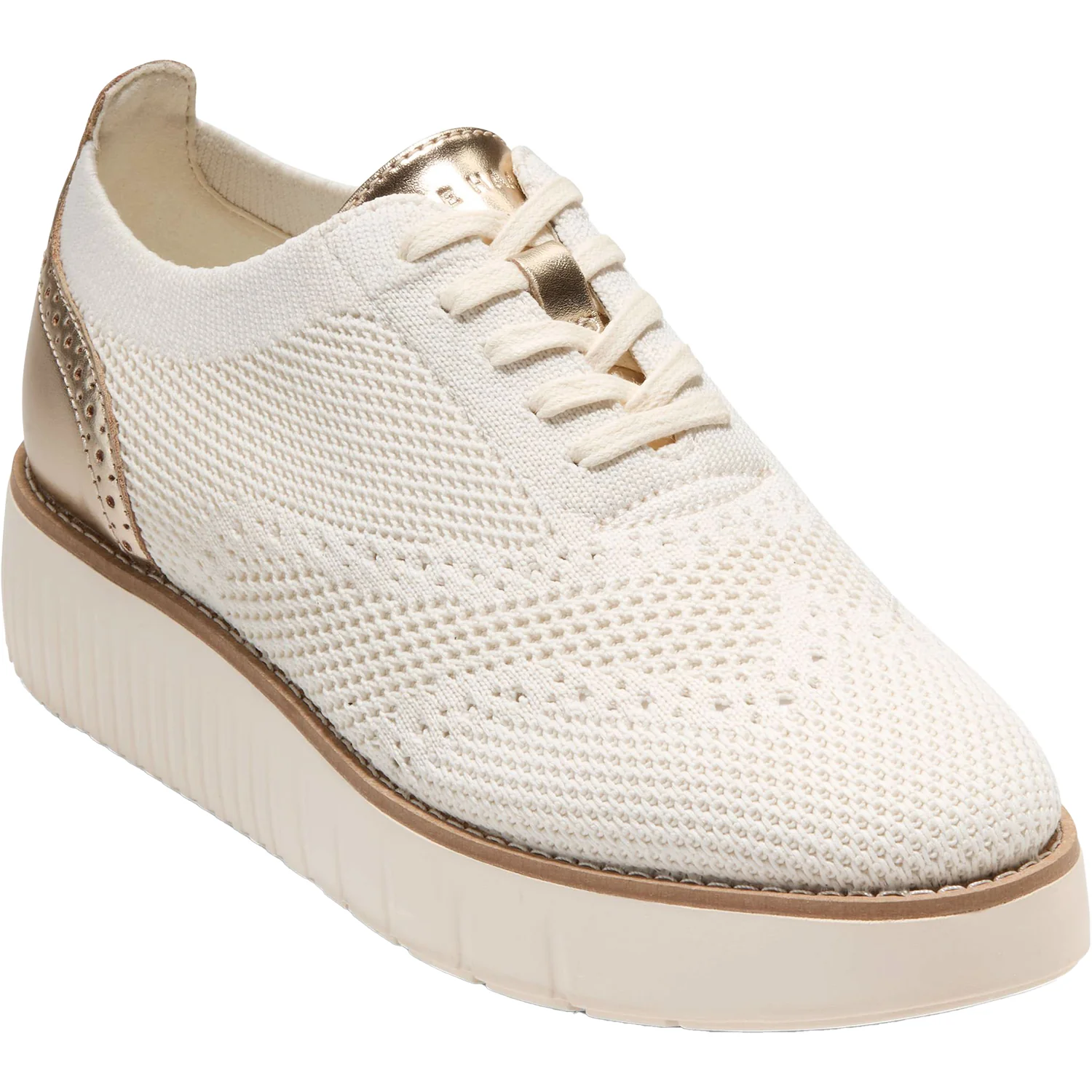 Grand City Platform Stitchlight Women's Sporty Lace Up Shoes Ivory Knit - Image 5